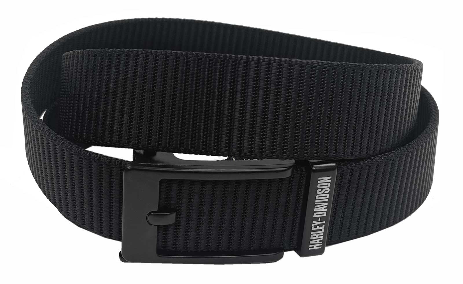Harley-Davidson Men's Matte Black H-D Ratchet Buckle Nylon Belt – Black - Wisconsin Harley-Davidson