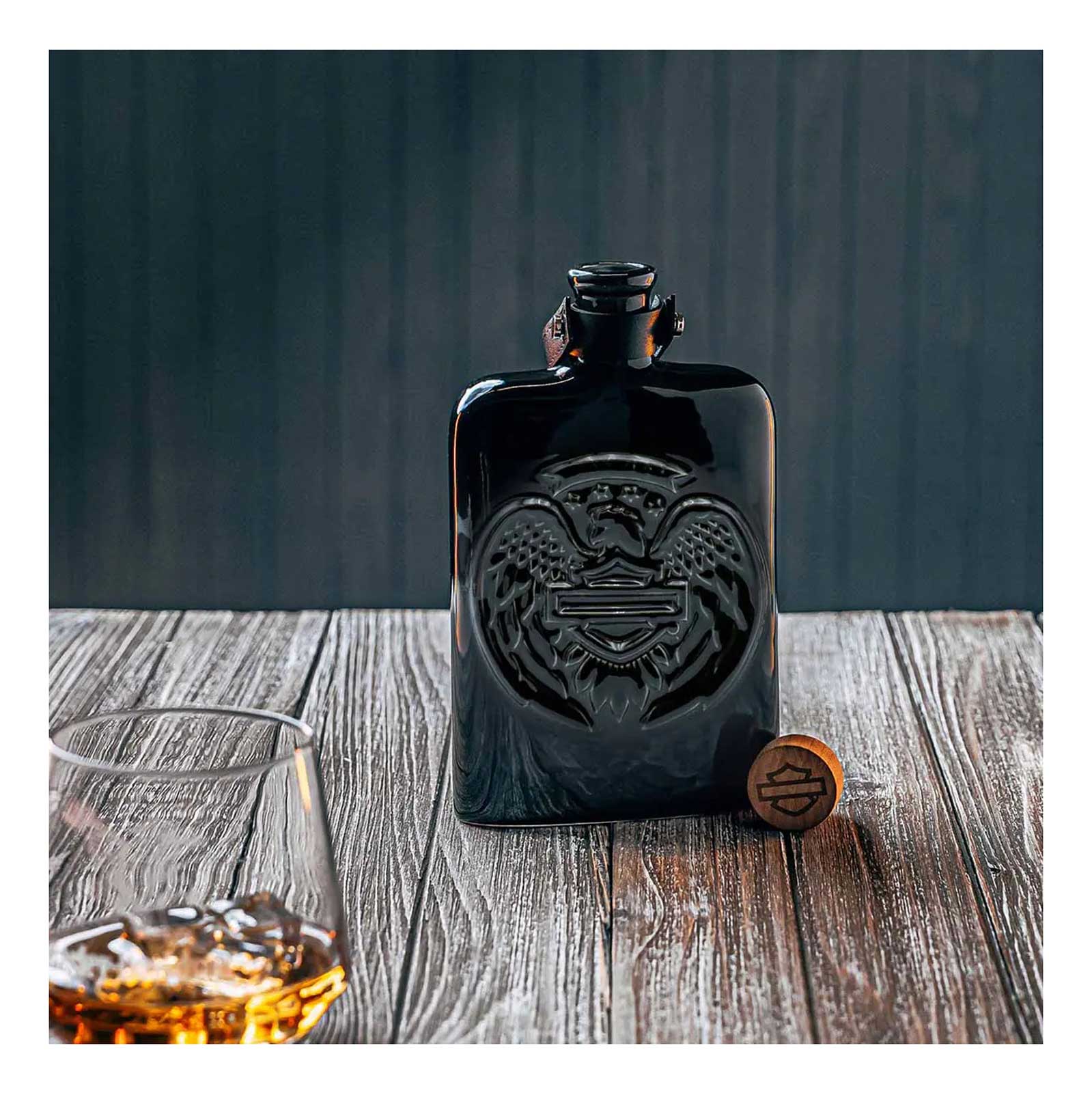 Harley-Davidson Open Bar & Shield Eagle Ceramic Flask, Gloss Black – 14 oz. - No Hassle Returns at Wisconsin Harley