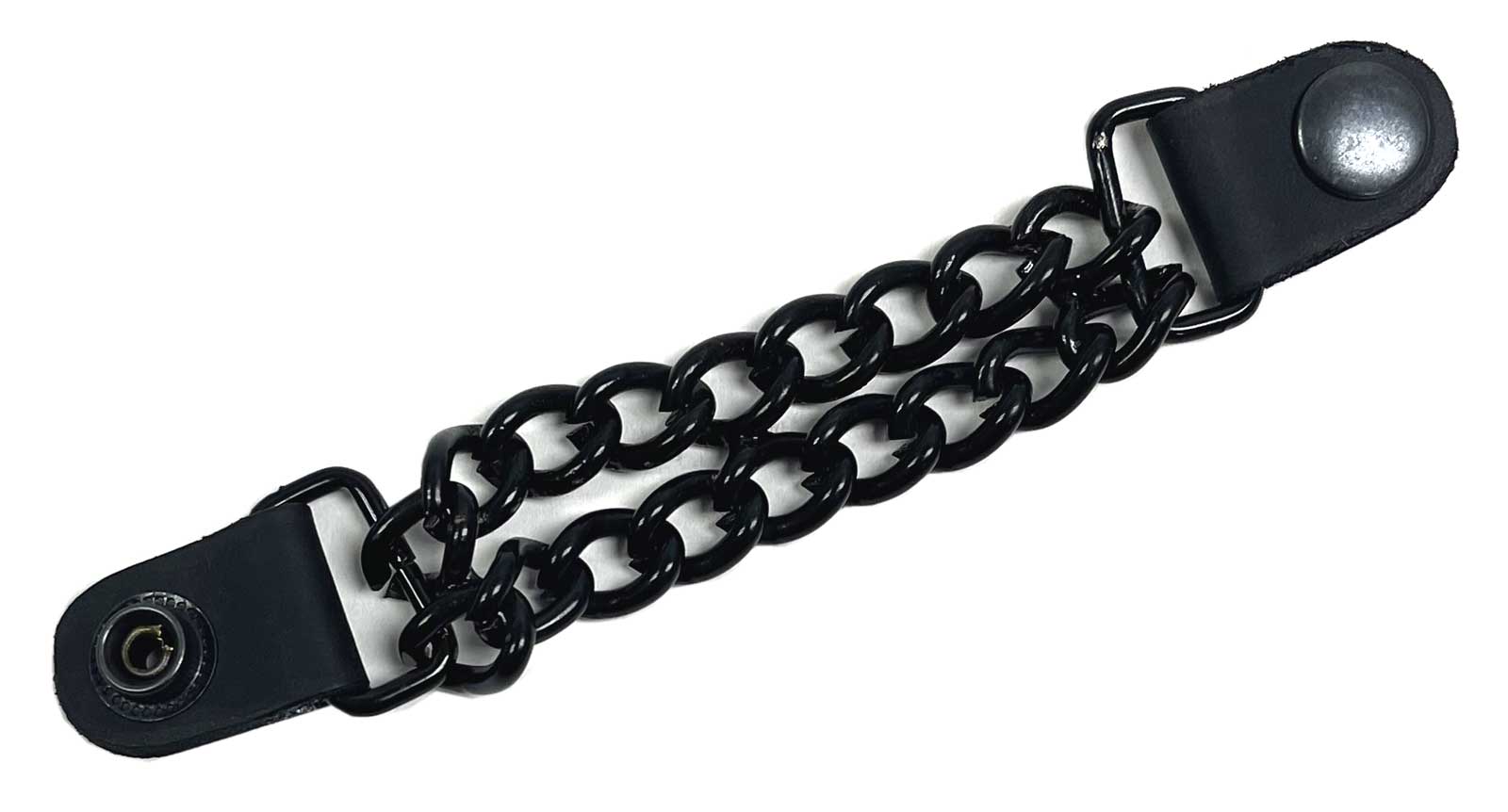 UNIK Men's Chunky Double Chain 6.5" Vest Extender w/ Leather Snap Tabs, Black - Wisconsin Harley-Davidson