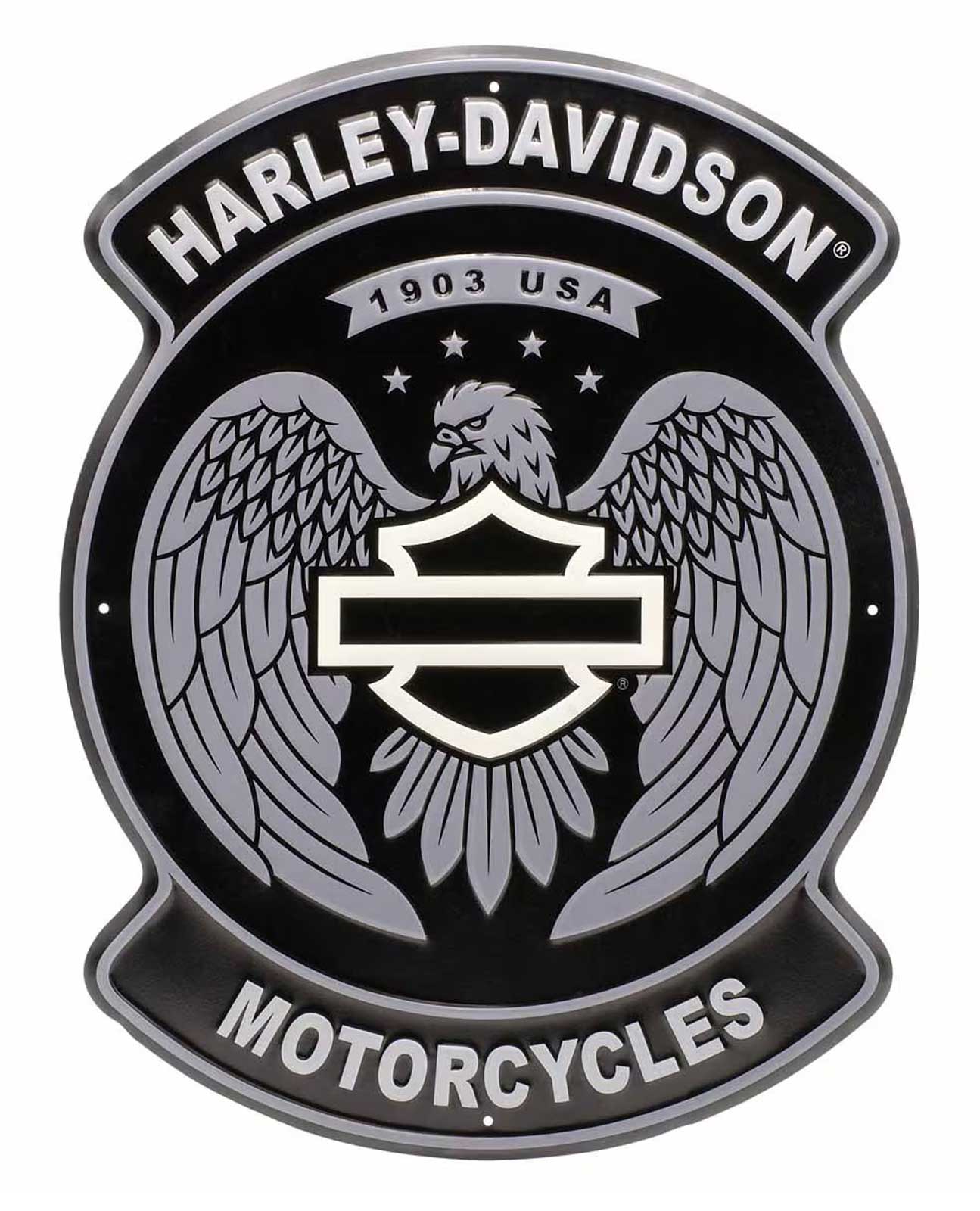 Harley-Davidson® Embossed Tin Sign, Open Bar & Shield Eagle, 15 x