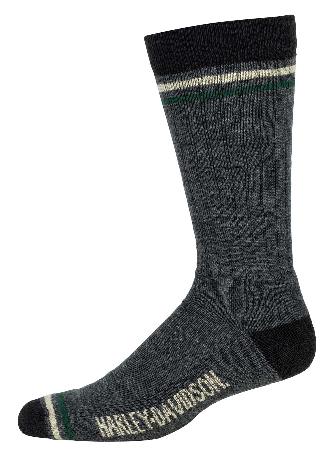 Harley-Davidson Men's Wool Surplus Crew Moisture Wicking Riding Socks - Black - Wisconsin Harley-Davidson