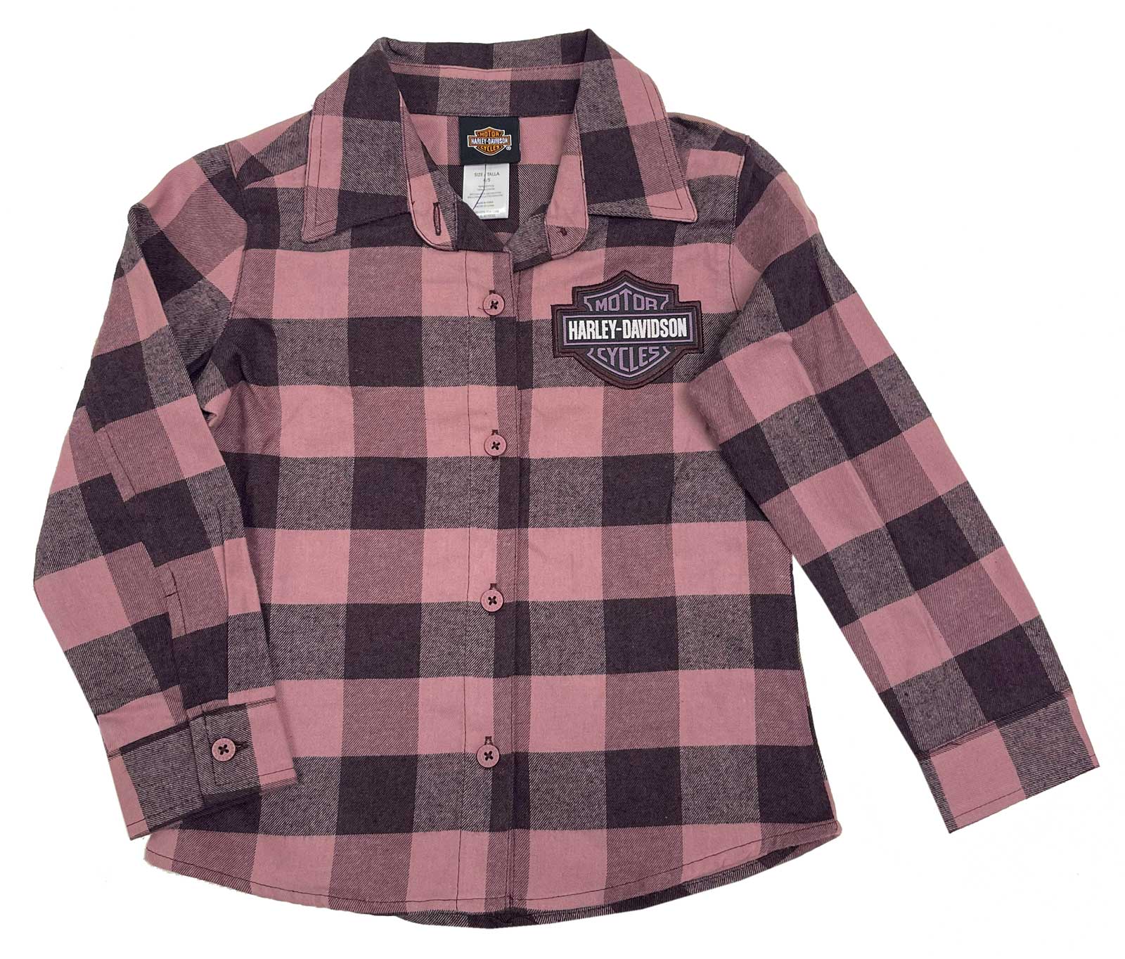 Harley-Davidson Little Girls' Bar & Shield Brushed Plaid Flannel Shirt – Purple - Wisconsin Harley-Davidson
