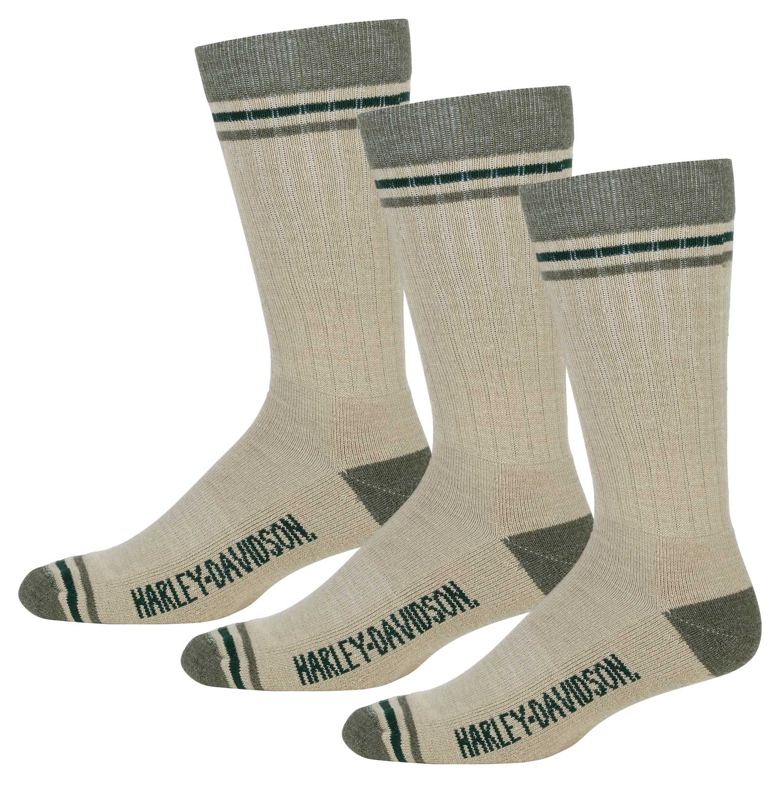 Harley-Davidson Men's Wool Surplus Moisture Wicking Riding Socks- Khaki, 3 Pairs - Wisconsin Harley-Davidson