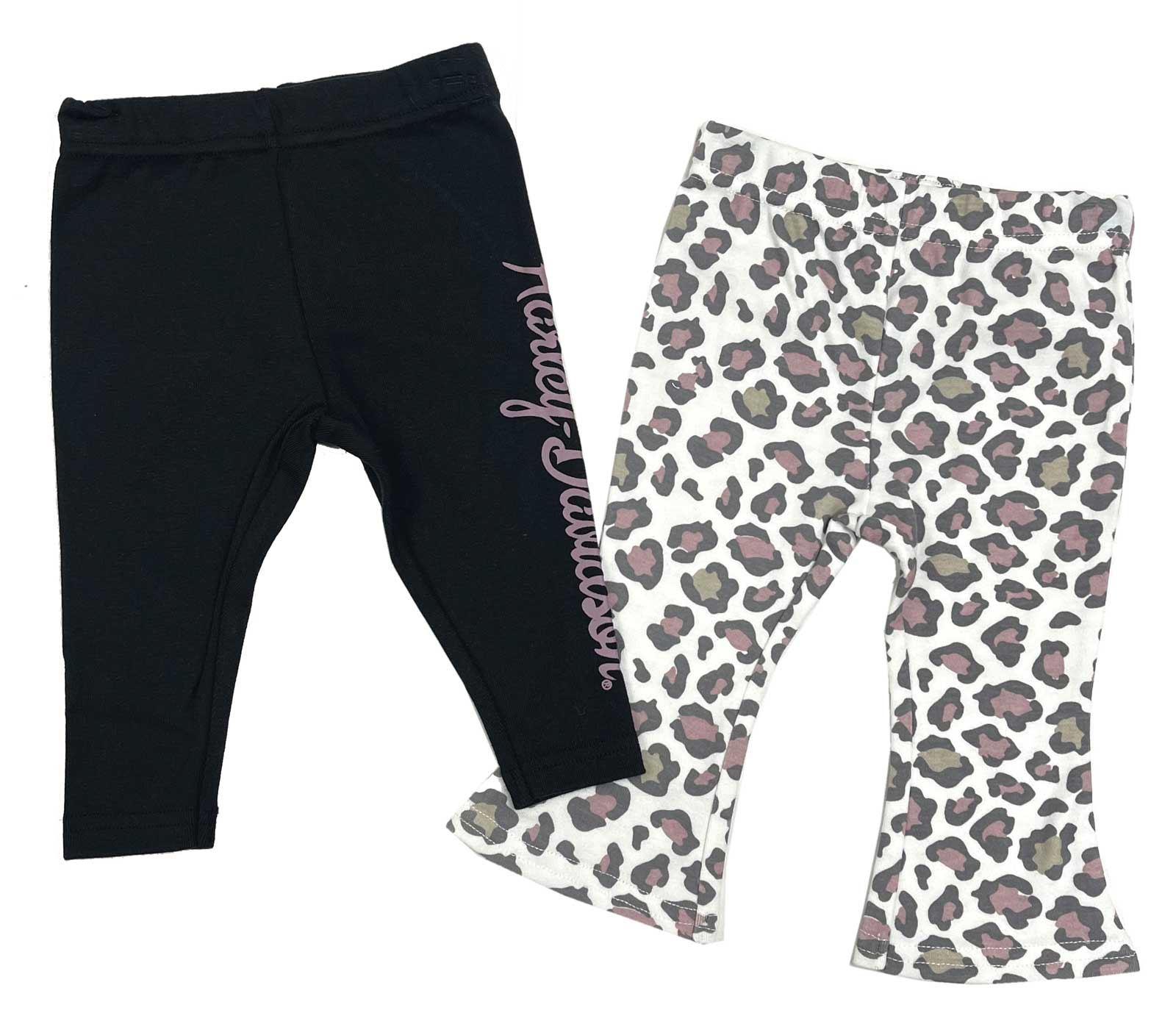 Harley-Davidson Baby Girls' 2-Pack Cheetah Print Stretch Pants Set – Black/White - Wisconsin Harley-Davidson