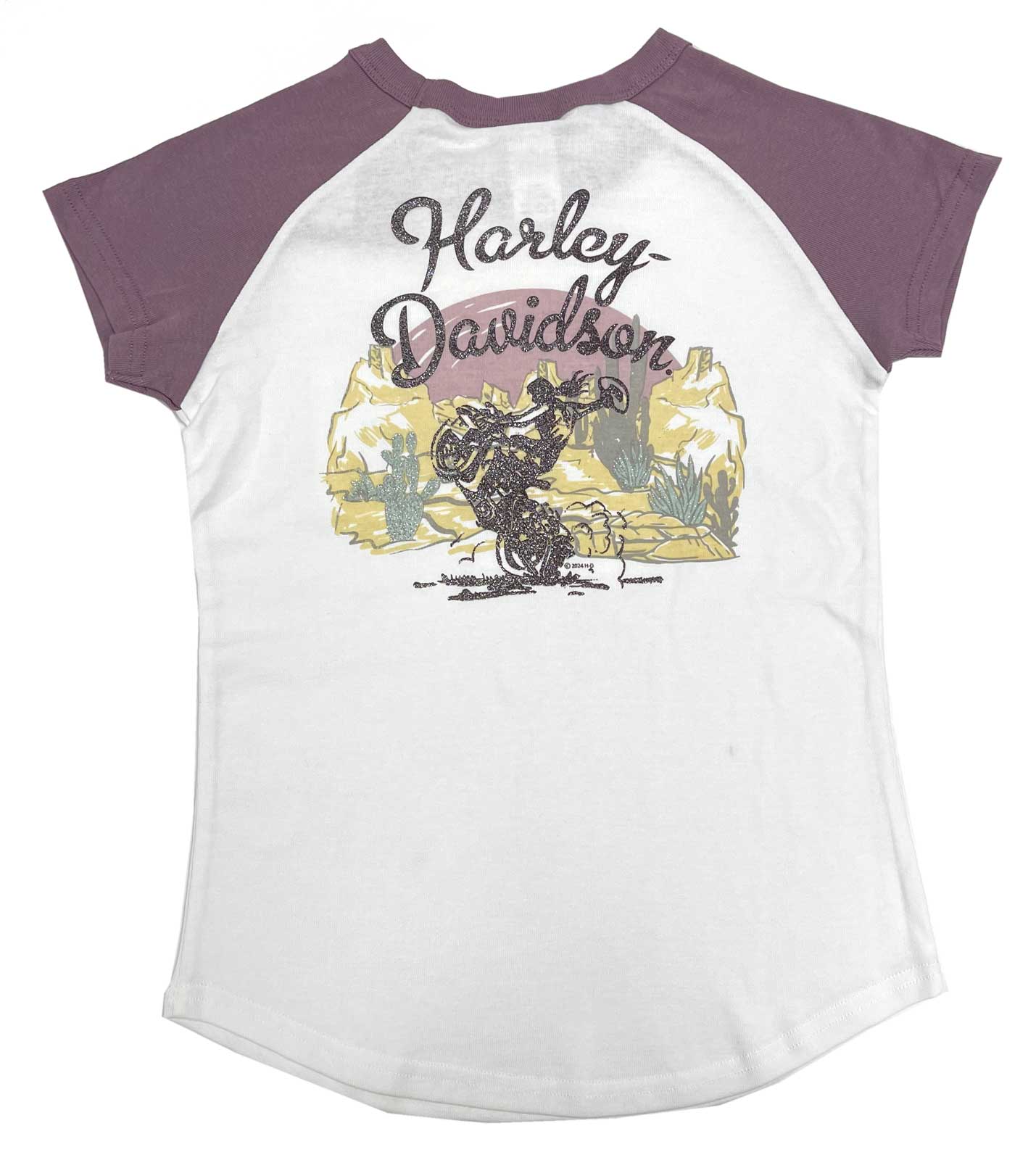 Harley-Davidson Free Shipping - Harley-Davidson Big Girls' Bar & Shield Short Sleeve Pocket Tee – White/Purple - Free Shipping on many products plus Orders Over $99