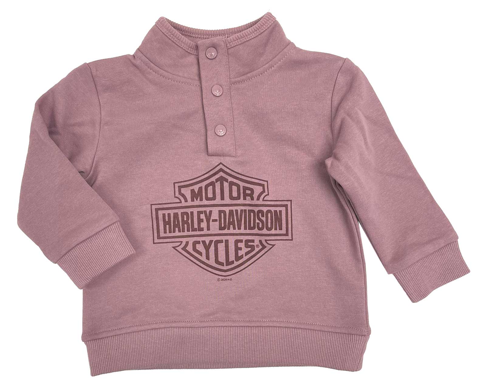 Harley-Davidson Little Girls' Bar & Shield Snap Placket Fleece Pullover – Purple - Wisconsin Harley-Davidson