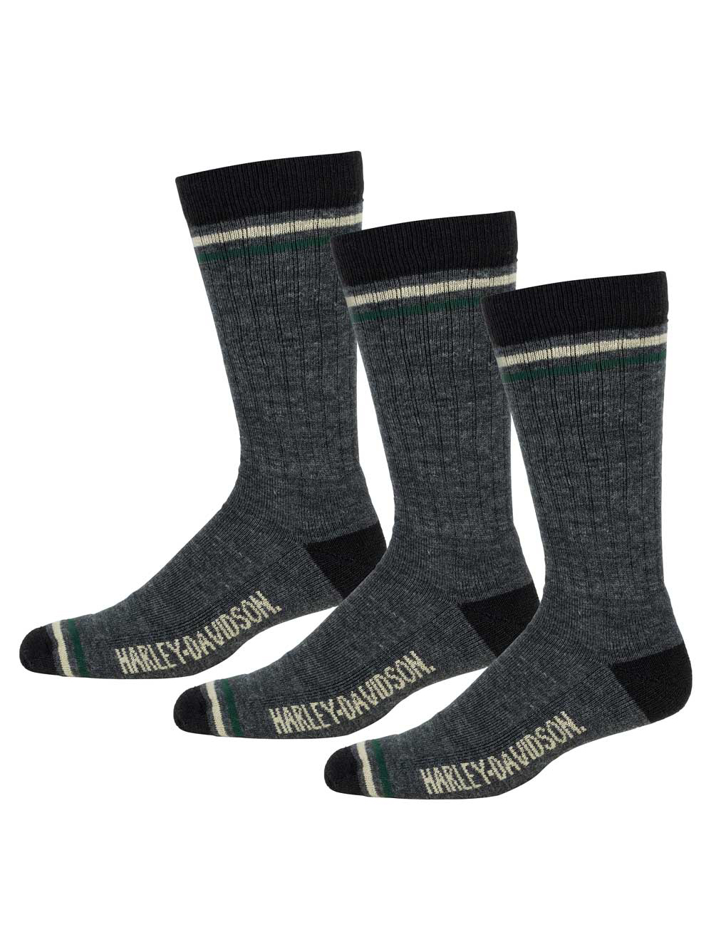Harley-Davidson Men's Wool Surplus Moisture Wicking Riding Socks- Black, 3 Pairs - Wisconsin Harley-Davidson
