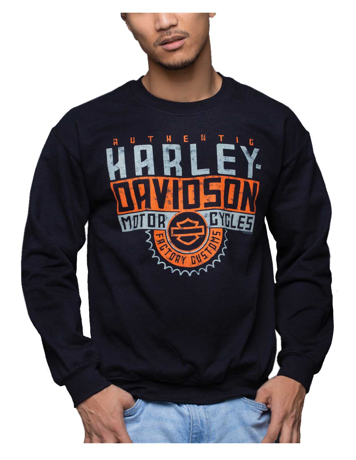 Harley-Davidson Men's Quickshift Crew-Neck Fleece Pullover Sweatshirt, Black - Wisconsin Harley-Davidson
