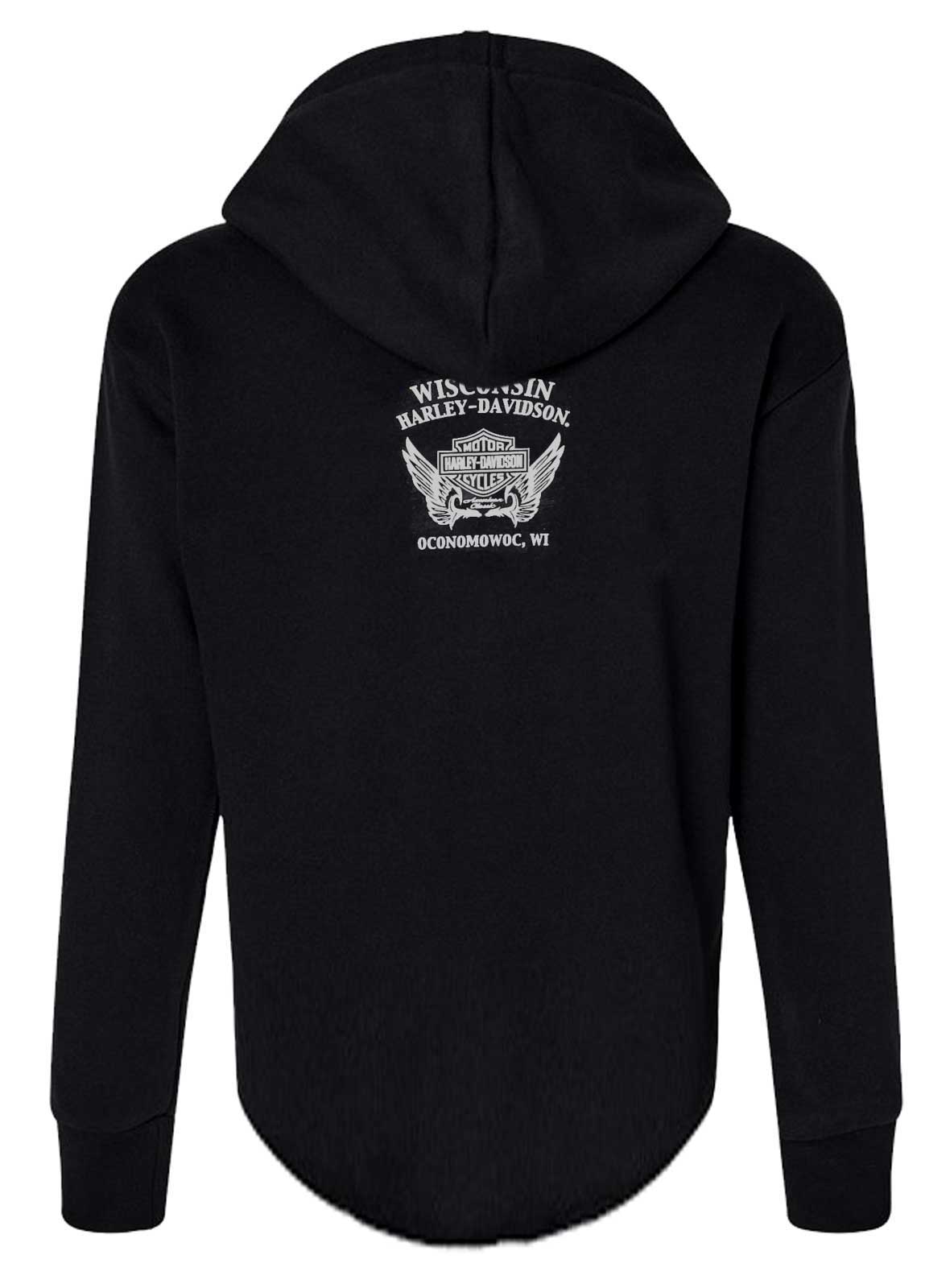 Harley-Davidson Free Shipping - Harley-Davidson Women's Oil Surge Raw-Edge V-Neck Pullover Hoodie, Black - Free Shipping on many products plus Orders Over $99