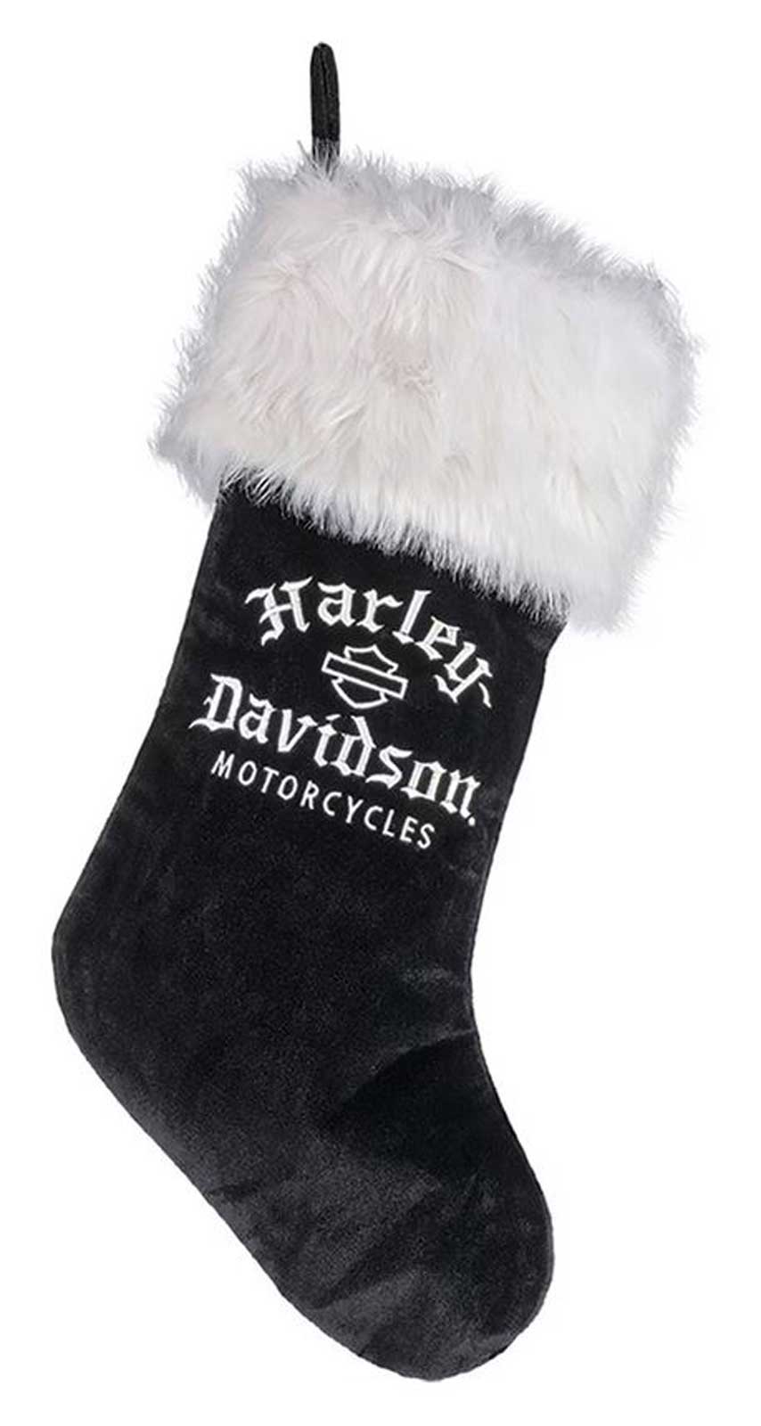 Harley-Davidson Winter Holiday Stocking Old English Bar & Shield Logo, Black - Wisconsin Harley-Davidson