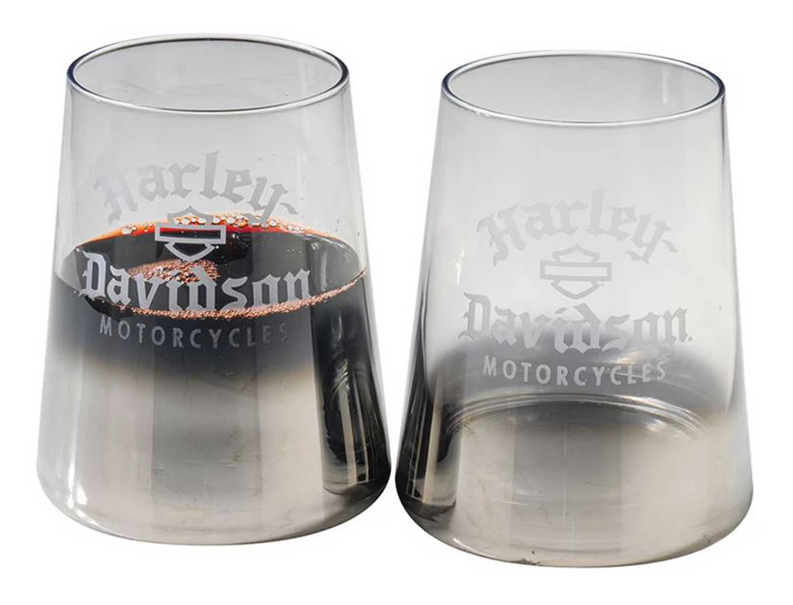 Harley-Davidson 15 oz. Metallic Silver Ombre Stemless Wine Glasses - Set of Two - Wisconsin Harley-Davidson