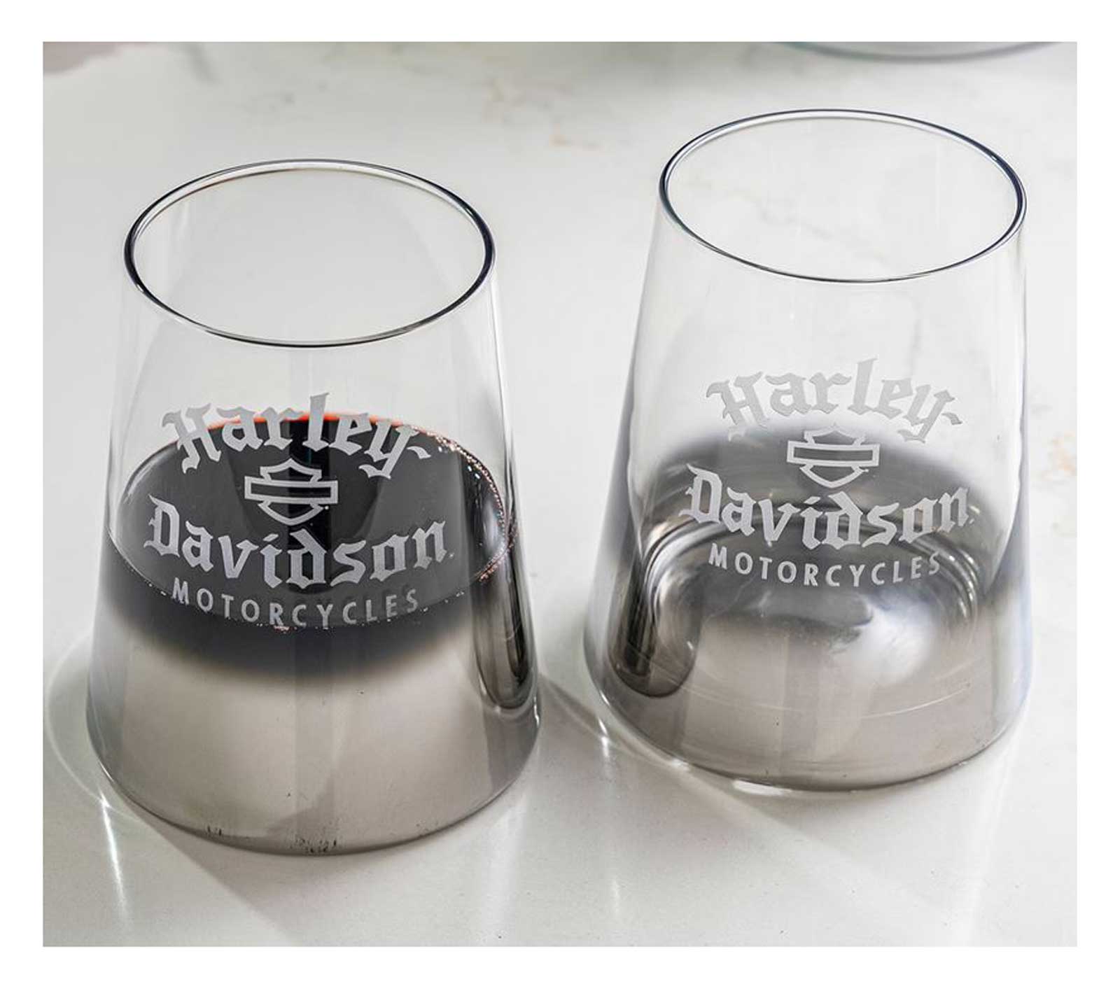 Harley-Davidson® 15 oz. Metallic Silver Ombre Stemless Wine