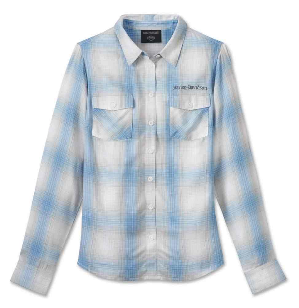 Harley-Davidson Women's Stacked Bar & Shield Long Sleeve Plaid Shirt 96092-25VW - Wisconsin Harley-Davidson