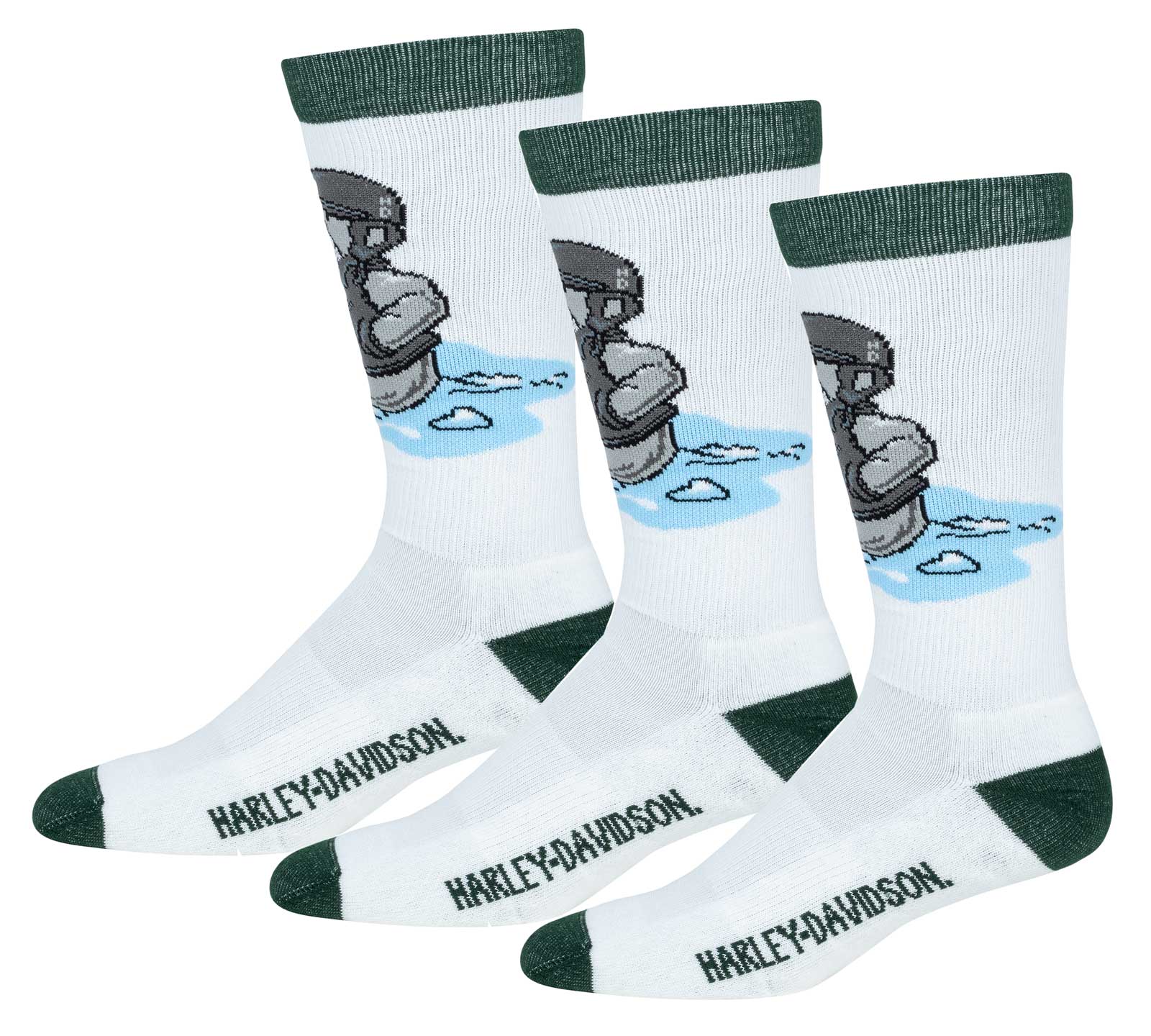 Harley-Davidson Men's Snowman Moisture Wicking Riding Socks – White, 3 Pairs - Wisconsin Harley-Davidson