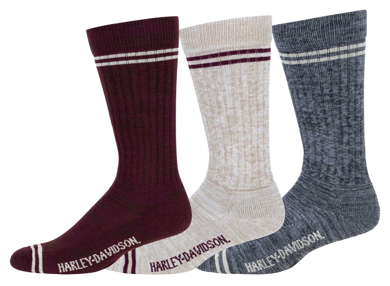 Harley-Davidson Women's 3-Pack Striped Random Moisture Wicking Riding Socks - Wisconsin Harley-Davidson