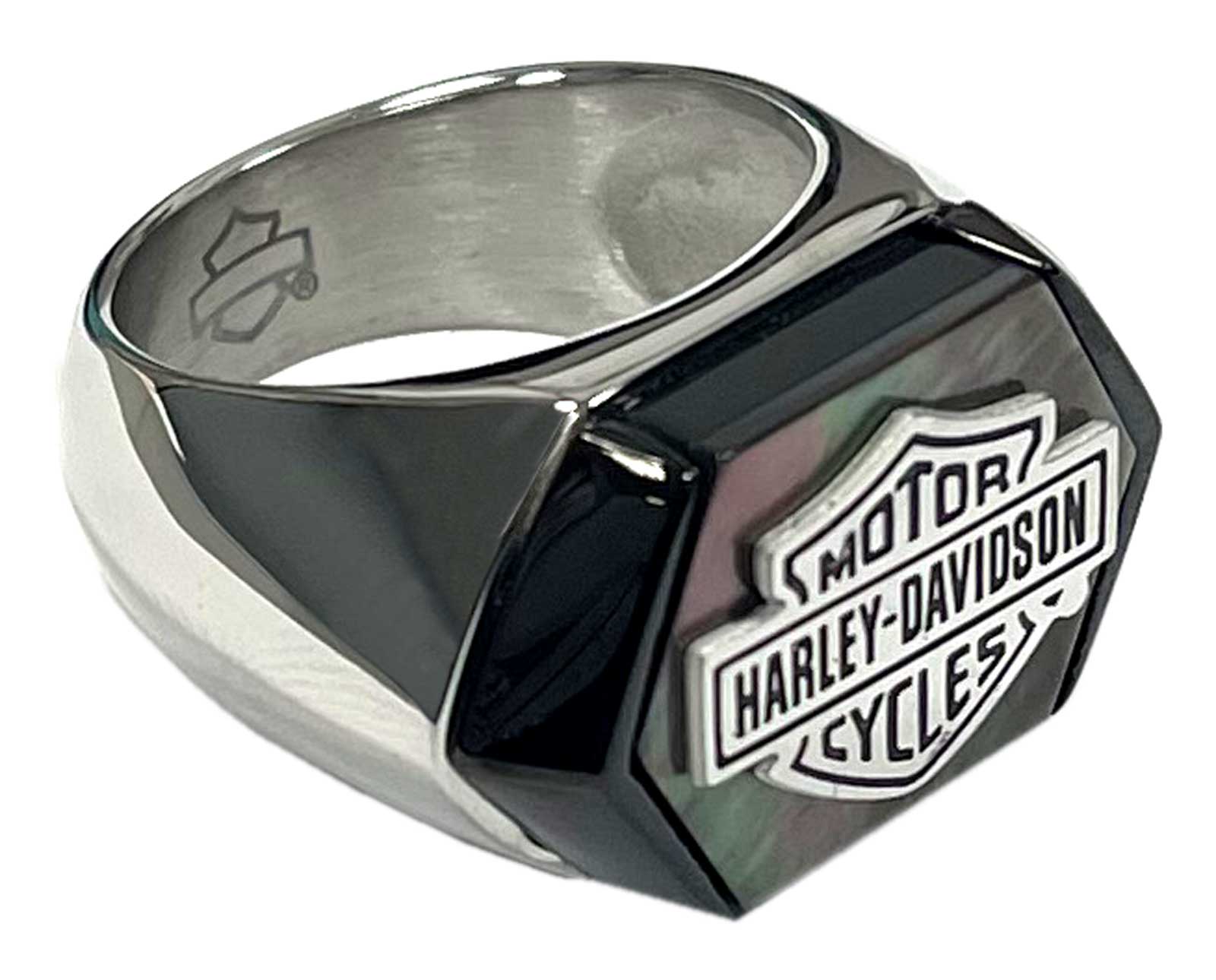 Harley Davidson Bar & Shield Wax リング Harley-Davidson® Men's Black Mother of Pearl Bar & Shield