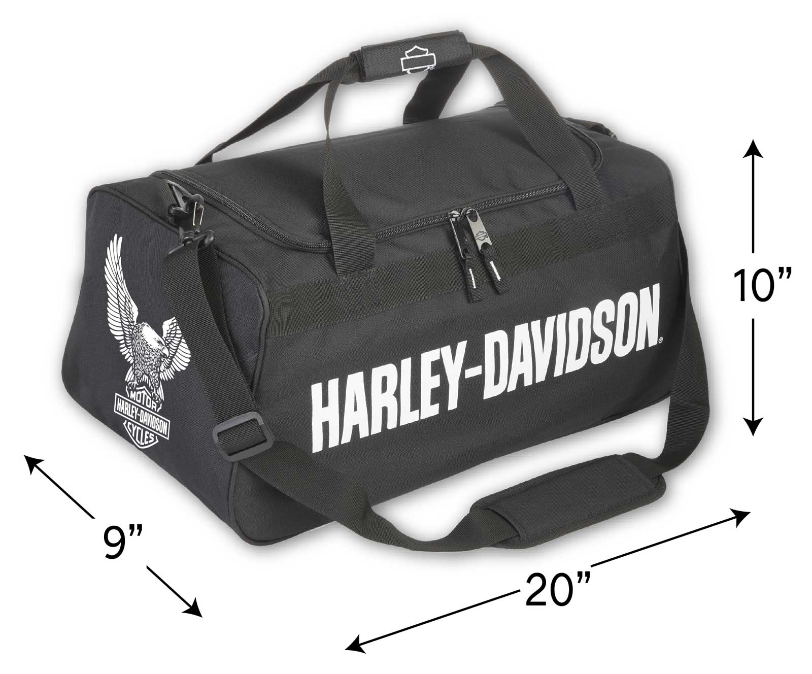 Harley-Davidson Eagle U-Shaped Zipper Rugged Graphic Duffel Bag – Black - Largest Selection of Harley-Davidson Products