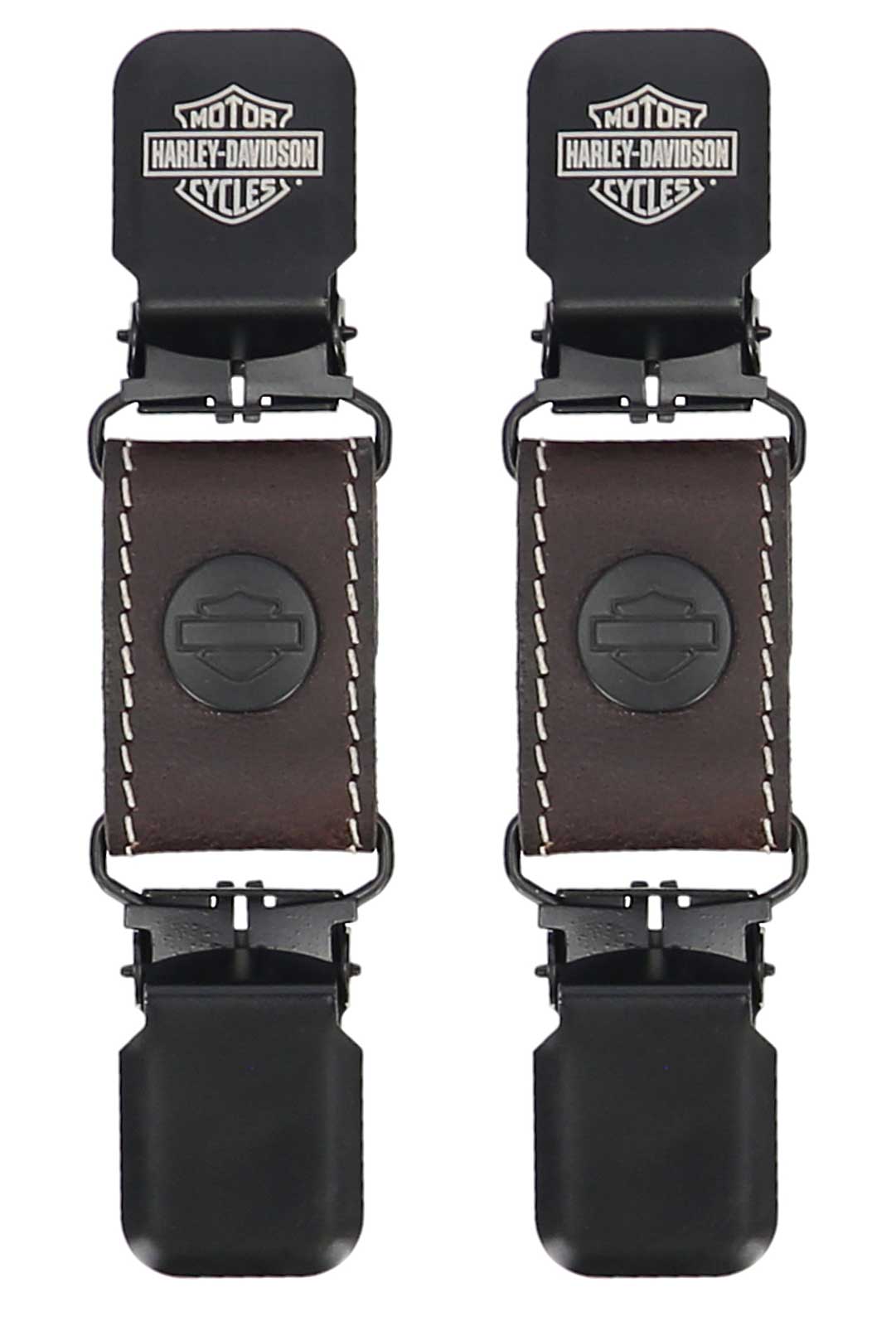 Harley-Davidson Men's Etched Bar & Shield Logo Leather Boot Clips – Brown - Wisconsin Harley-Davidson