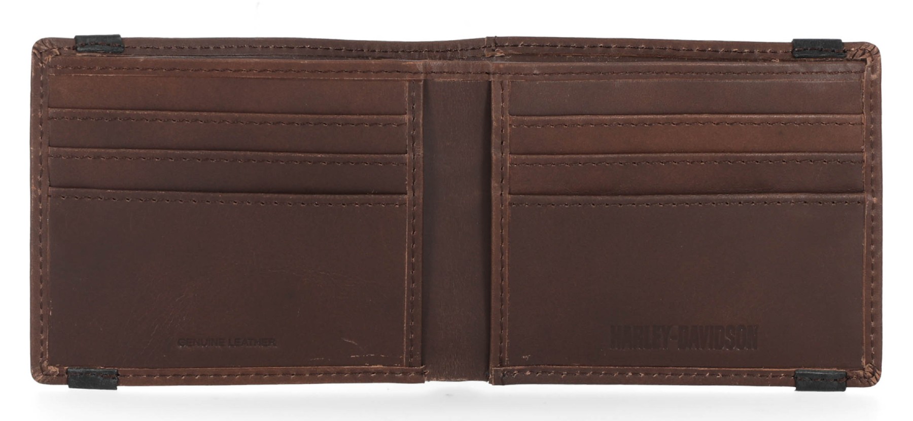 Harley-Davidson Men's Classic Genuine Leather Crazy Horse Eagle Wallet - Brown - No Hassle Returns at Wisconsin Harley