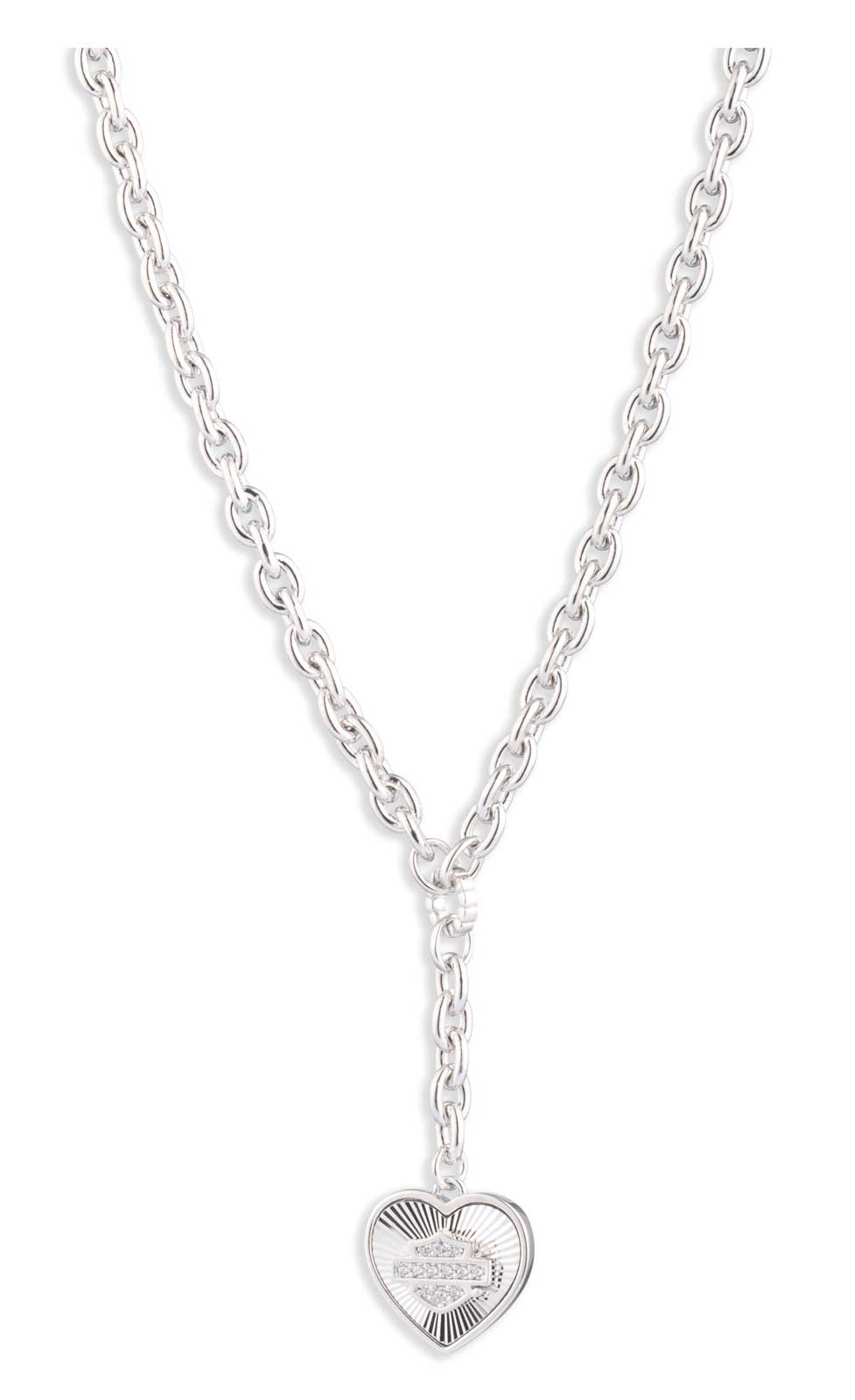 Harley-Davidson Women's 16 in. Crystal Bar & Shield Radial Heart Y-Neck Necklace - Wisconsin Harley-Davidson