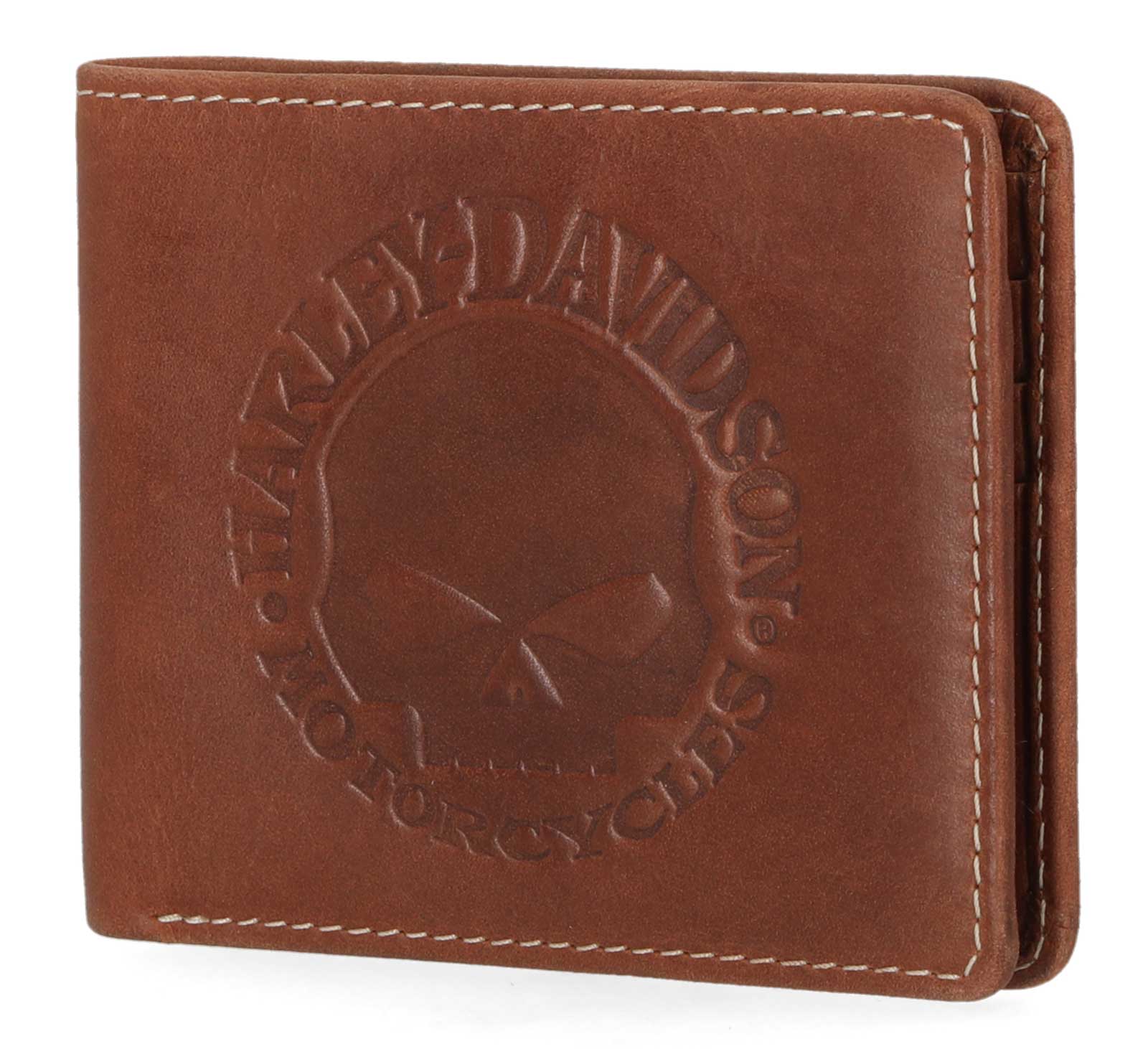 Harley-Davidson Free Shipping - Harley-Davidson Men's Embossed Willie G Skull Bi-Fold Leather Wallet - Brown - Free Shipping on many products plus Orders Over $99