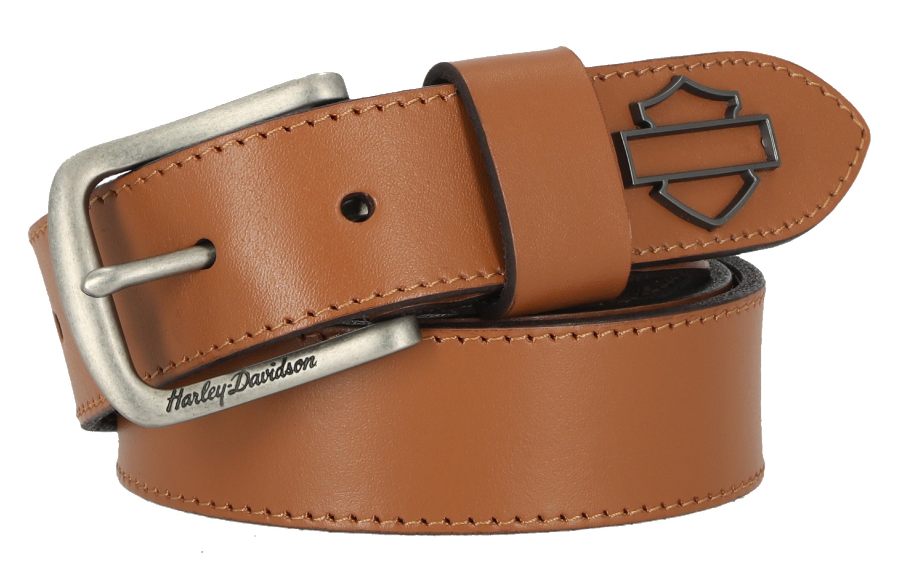 Harley-Davidson Women's Die-Cut Bar & Shield Logo Genuine Leather Belt, Brown - Wisconsin Harley-Davidson