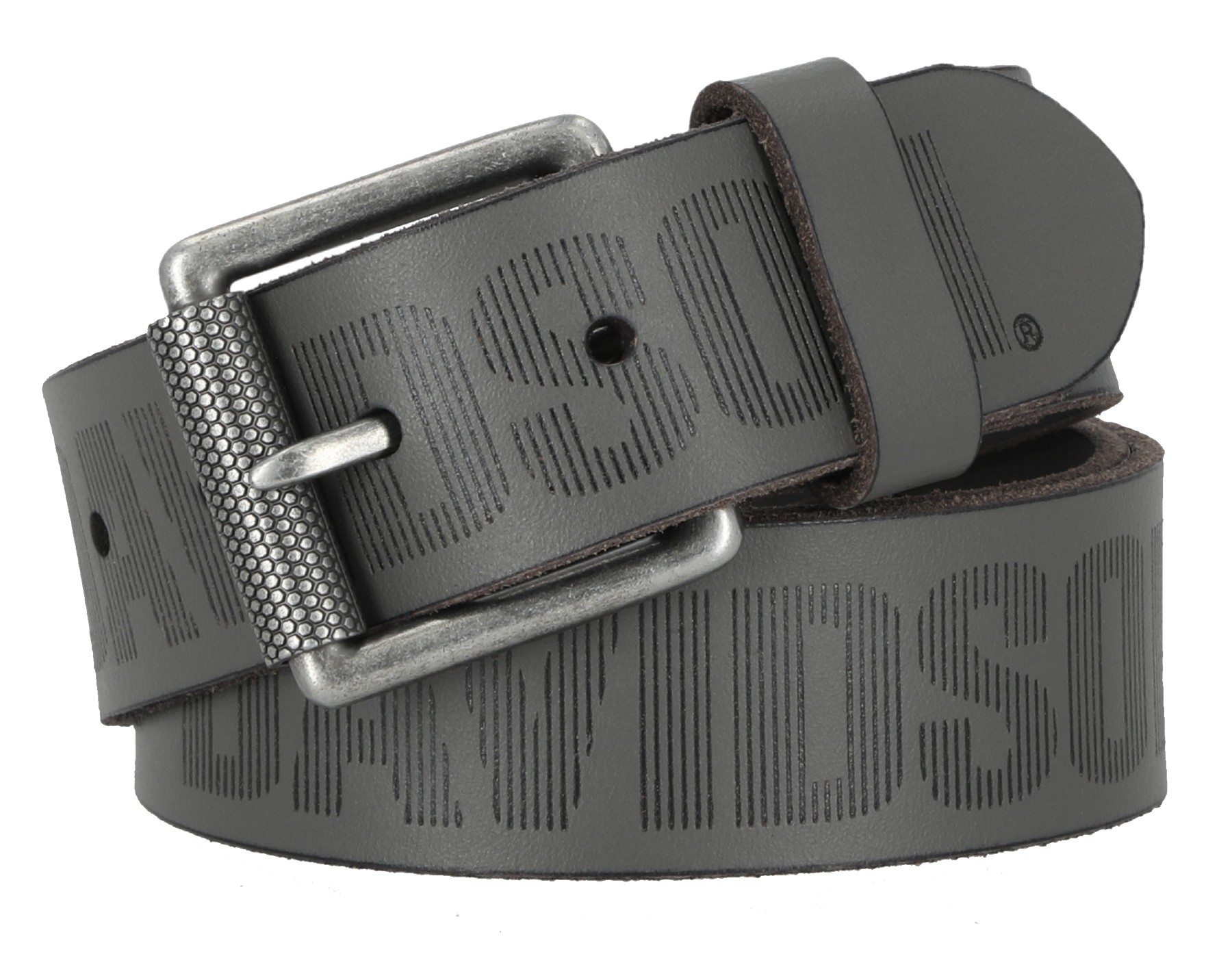 Harley-Davidson Men's Embossed H-D Logo Genuine Leather Belt - Solid Gray - Wisconsin Harley-Davidson