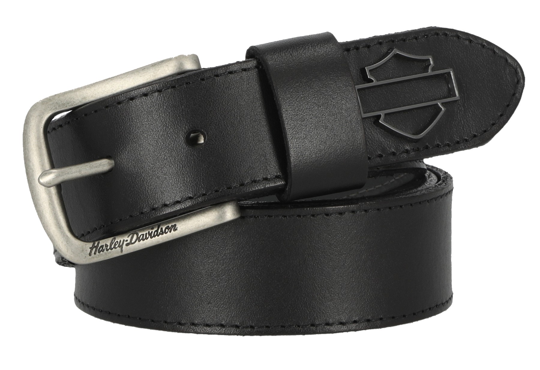 Harley-Davidson Women's Die-Cut Bar & Shield Logo Genuine Leather Belt, Black - Wisconsin Harley-Davidson