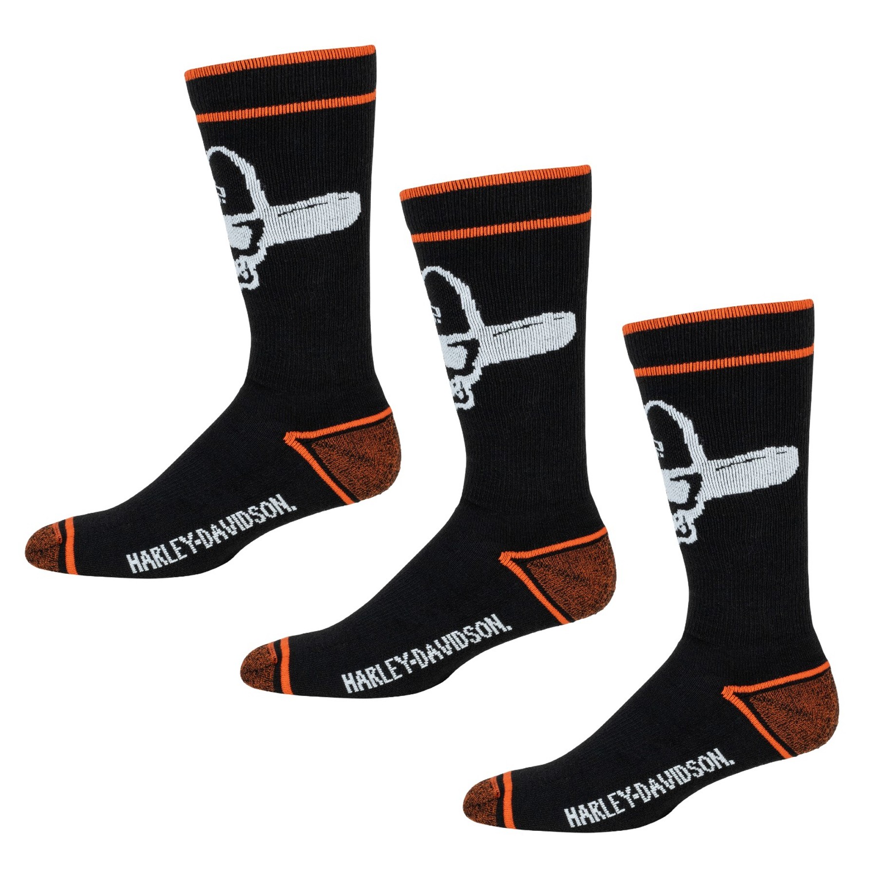 Harley-Davidson Men's Cowboy Skull Midcalf Moisture Wicking Riding Sock, 3 Pairs - Wisconsin Harley-Davidson