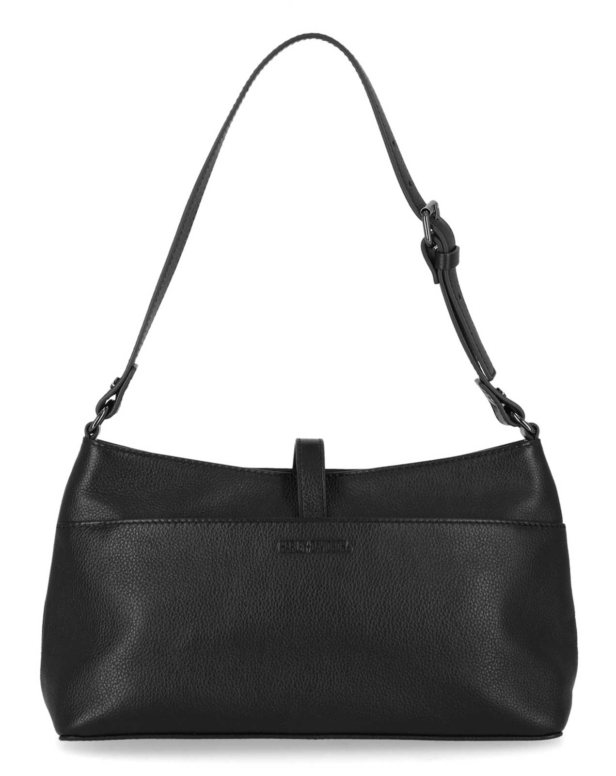 Harley-Davidson Women's Push Lock Pebble Leather Shoulder Bag Purse - Black - No Hassle Returns at Wisconsin Harley