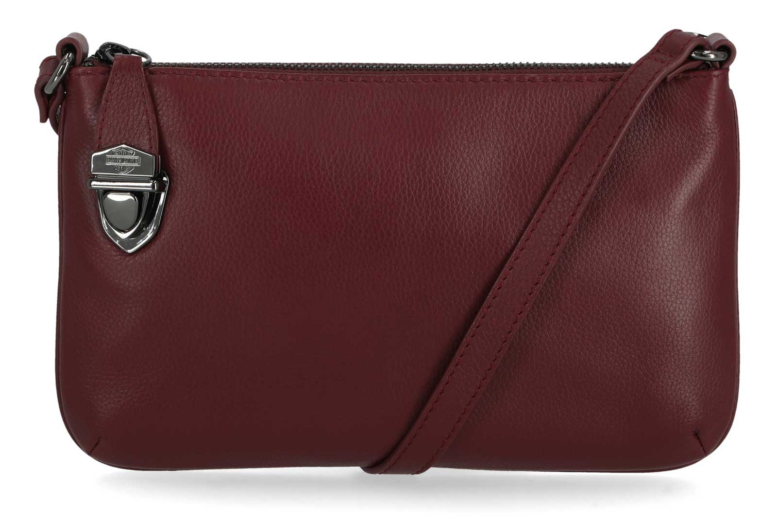 Harley-Davidson Women's Push Lock Pebble Leather Crossbody Purse - Oxblood - Wisconsin Harley-Davidson