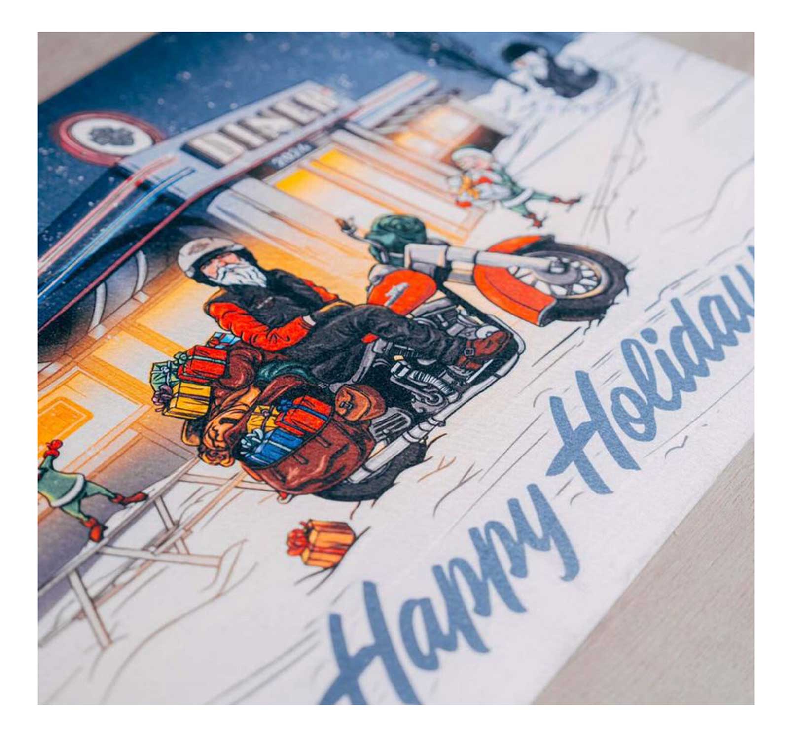 Harley-Davidson Biker Santa Happy Holidays Entry Mat, Printed Thick Rubber Mat - No Hassle Returns at Wisconsin Harley