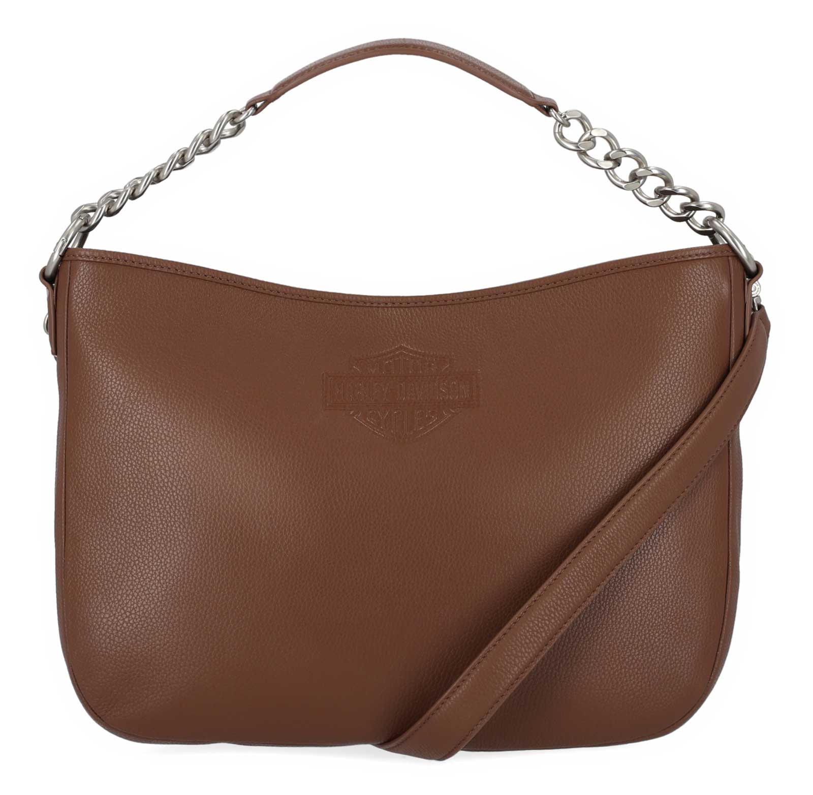 Harley-Davidson Women's Bar & Shield Leather Chain Strap Hobo Purse - Cognac - Wisconsin Harley-Davidson