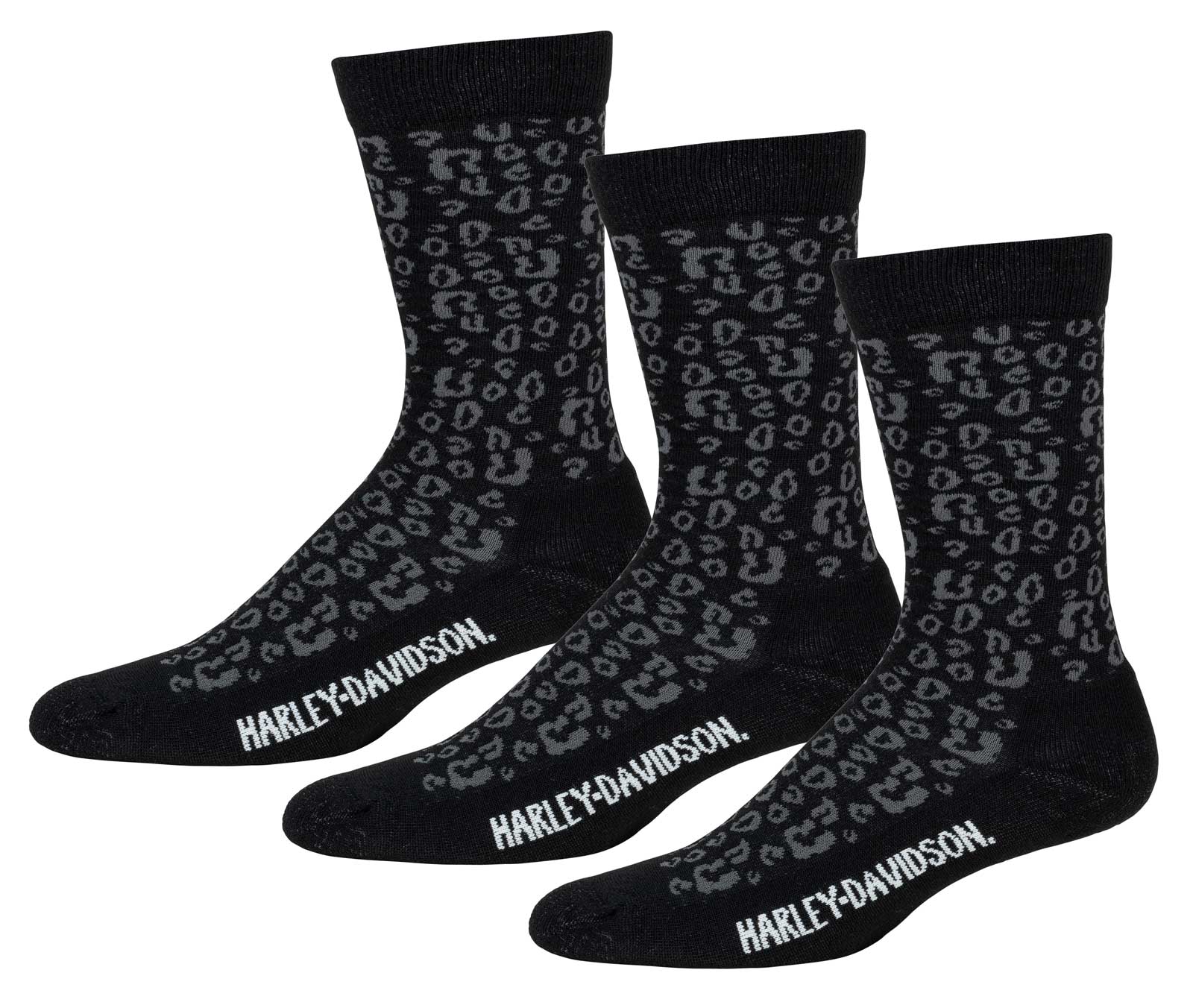 Harley-Davidson Women's Cheetah Print Moisture Wicking Riding Socks - 3 Pairs - Wisconsin Harley-Davidson