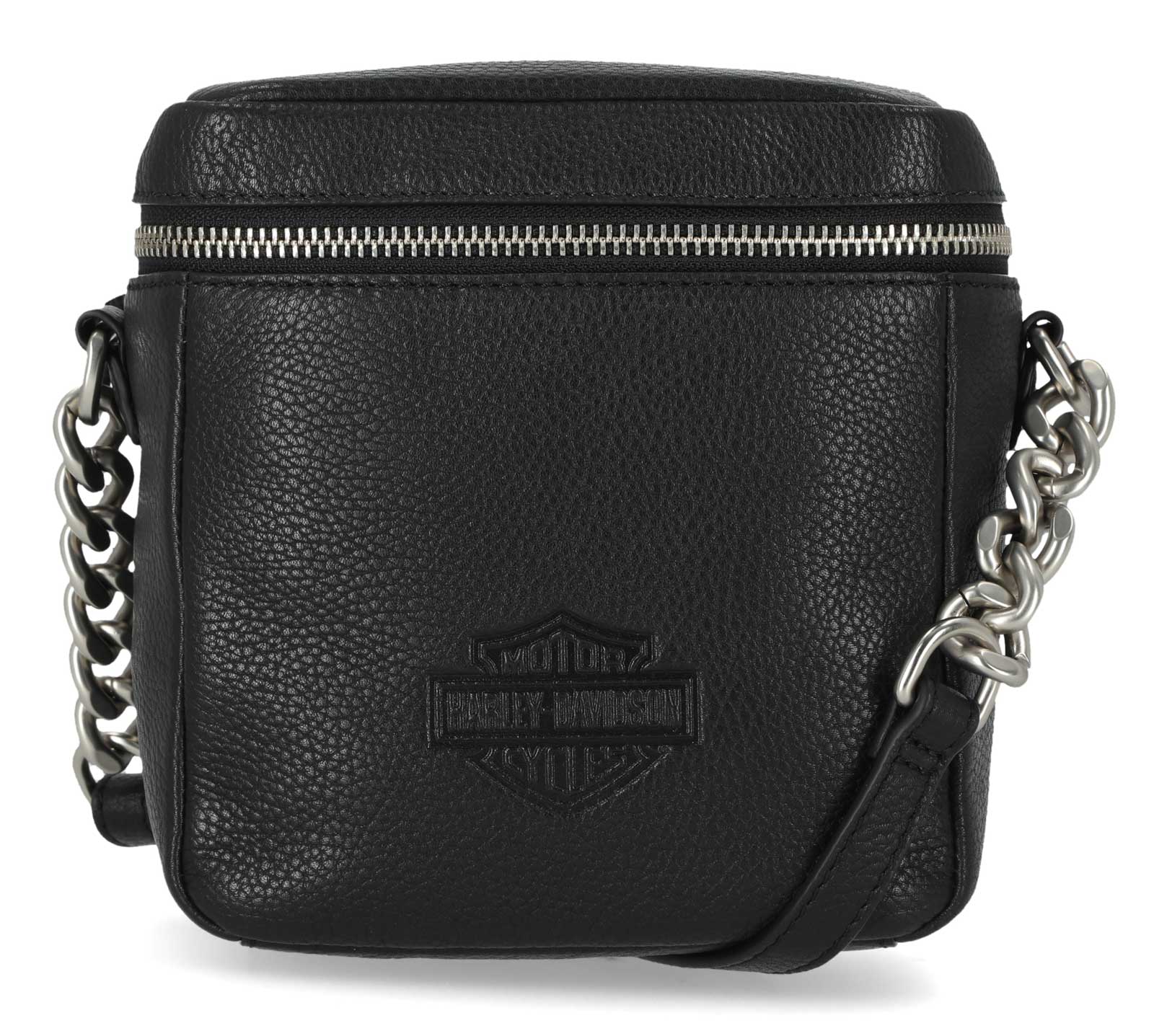 Harley-Davidson Women's Bar & Shield Chain Leather Crossbody Purse - Black - Wisconsin Harley-Davidson
