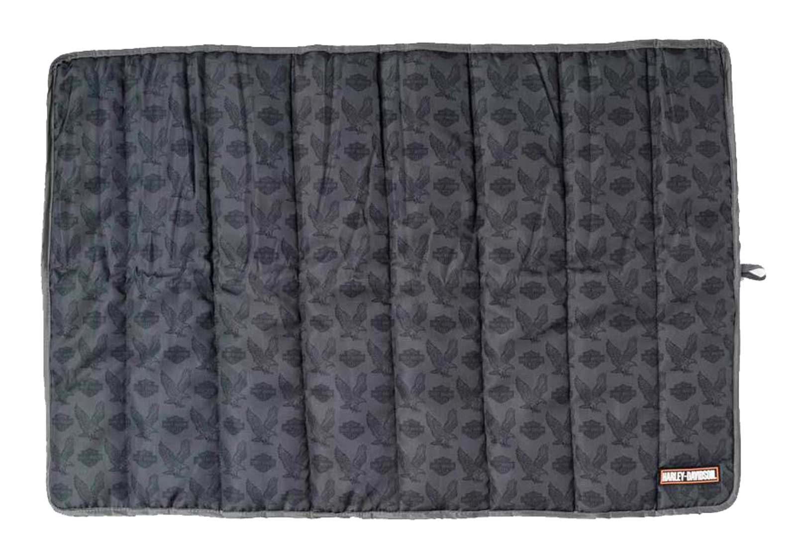 Harley-Davidson Repeat Bar & Shield Eagle Pet Travel Bed - MD/LG, Gray & Black - Wisconsin Harley-Davidson