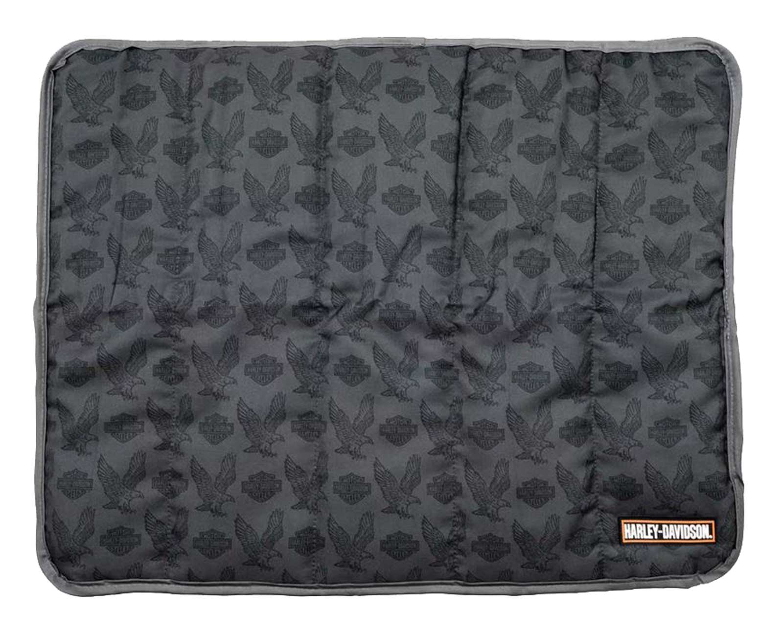 Harley-Davidson Repeat Bar & Shield Eagle Pet Travel Bed - Small, Gray & Black - Wisconsin Harley-Davidson