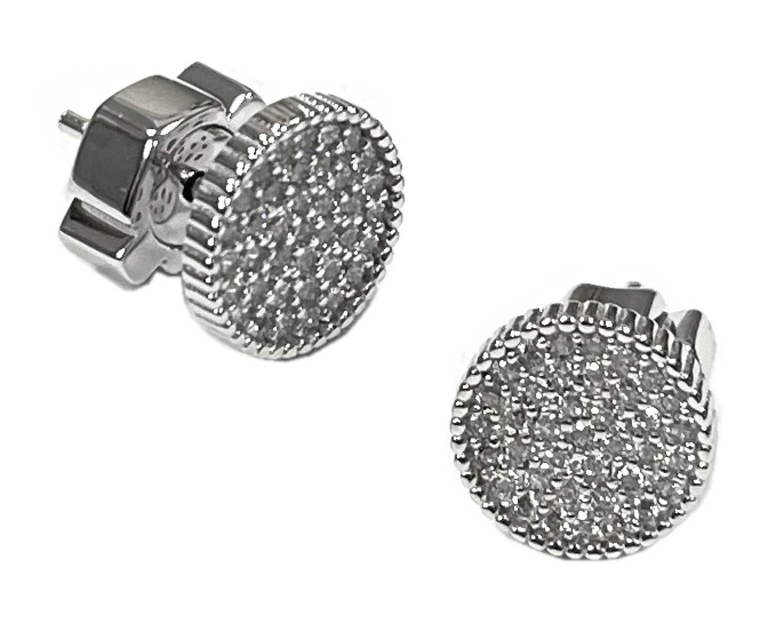Harley-Davidson Women's Crystal Pave Disc Stud Earrings - Sterling Silver - Wisconsin Harley-Davidson