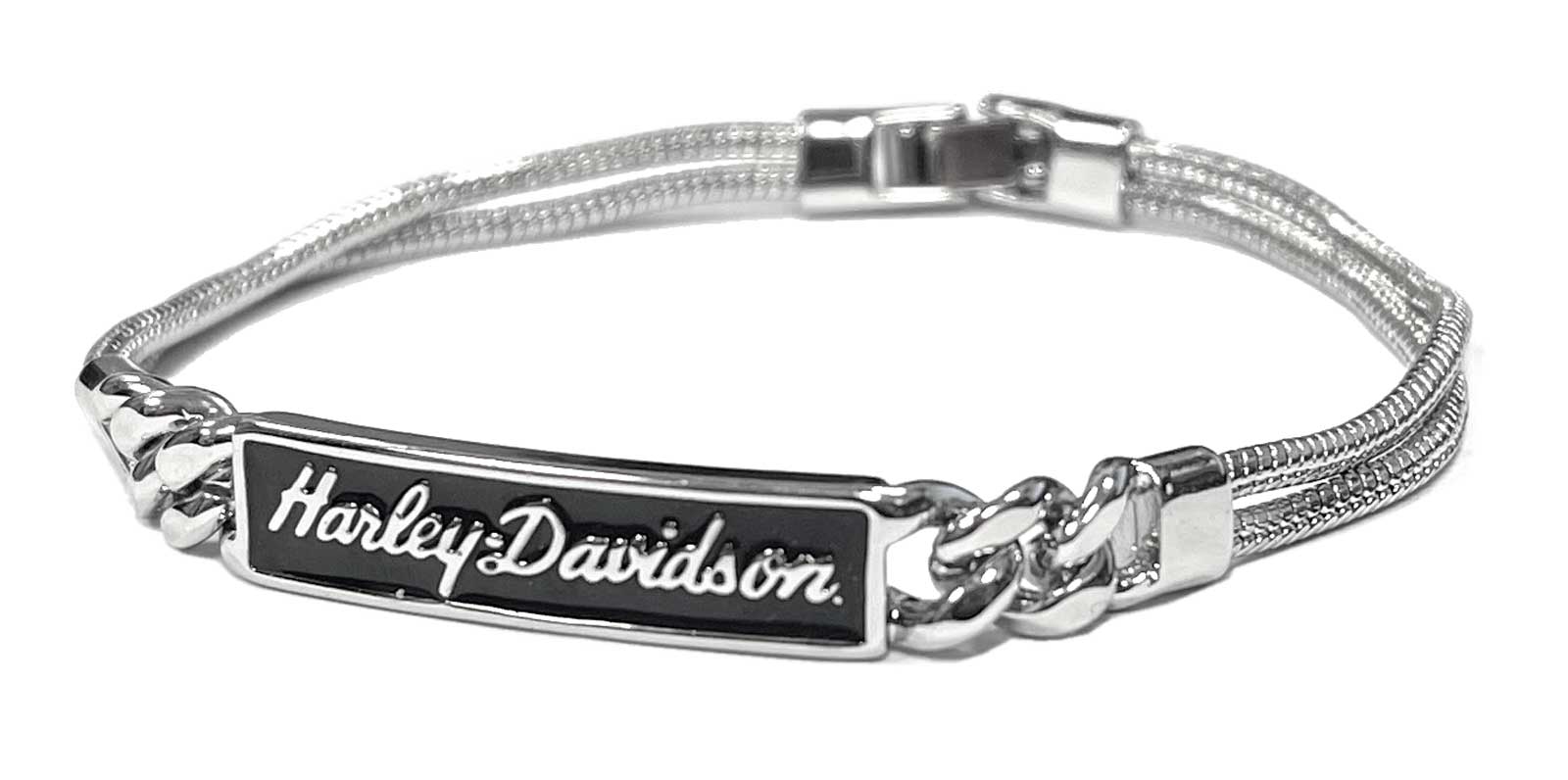 Harley-Davidson Women's Boxed H-D Name Plate Flex Snake Chain Bracelet, Silver - Wisconsin Harley-Davidson