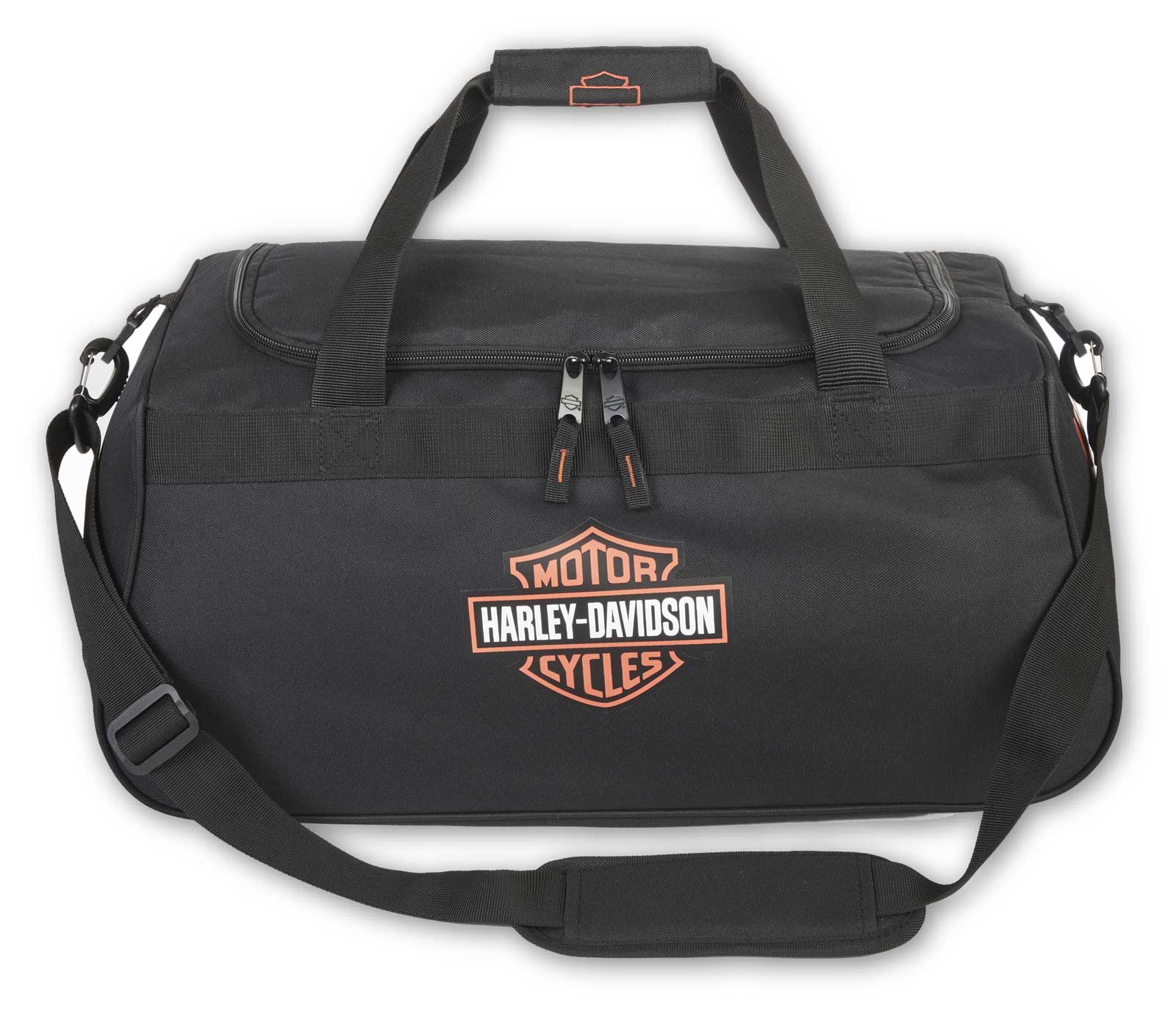 Harley-Davidson Orange Bar & Shield Logo Zip Rugged Graphic Duffel Bag - Black - No Hassle Returns at Wisconsin Harley