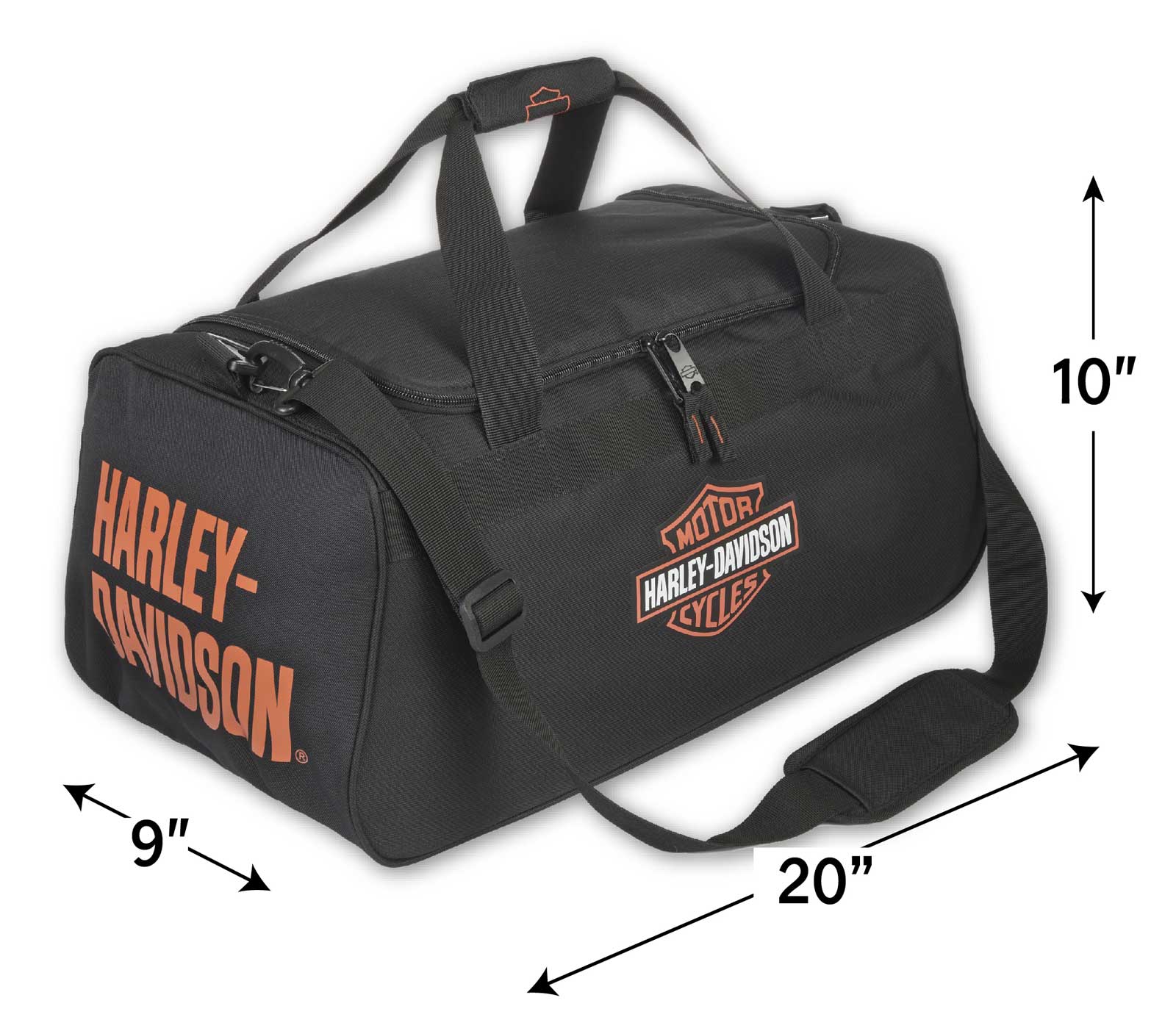 Harley-Davidson Orange Bar & Shield Logo Zip Rugged Graphic Duffel Bag - Black - Largest Selection of Harley-Davidson Products