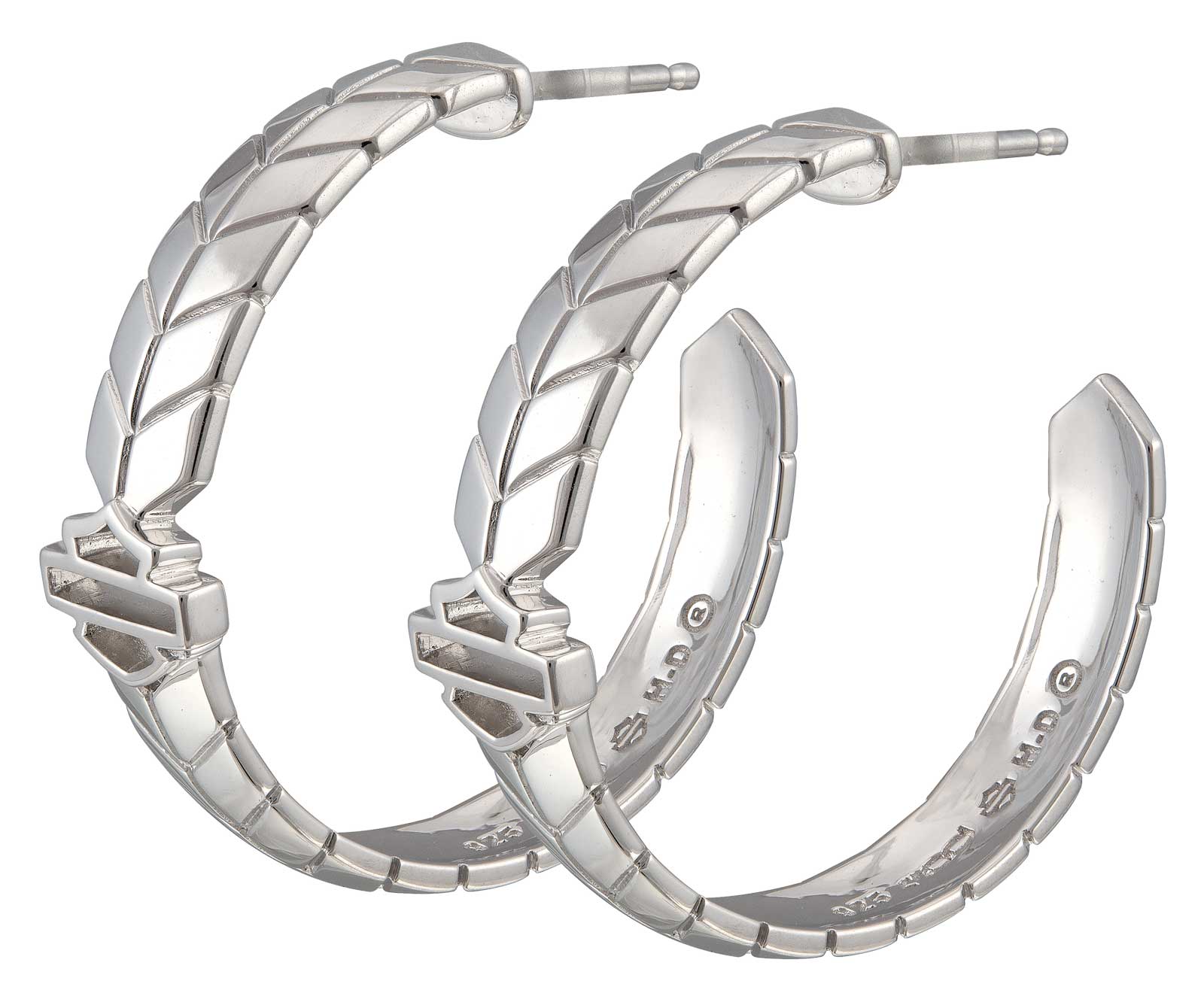 Harley-Davidson Women's Insignia Bar & Shield Hoop Earrings, Sterling Silver - Wisconsin Harley-Davidson