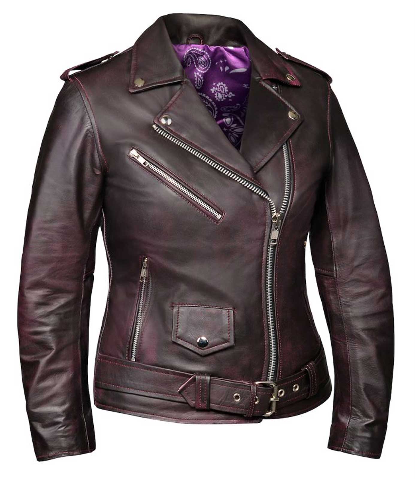 Derringer Women's Biker Premium Lambskin Leather Motorcycle