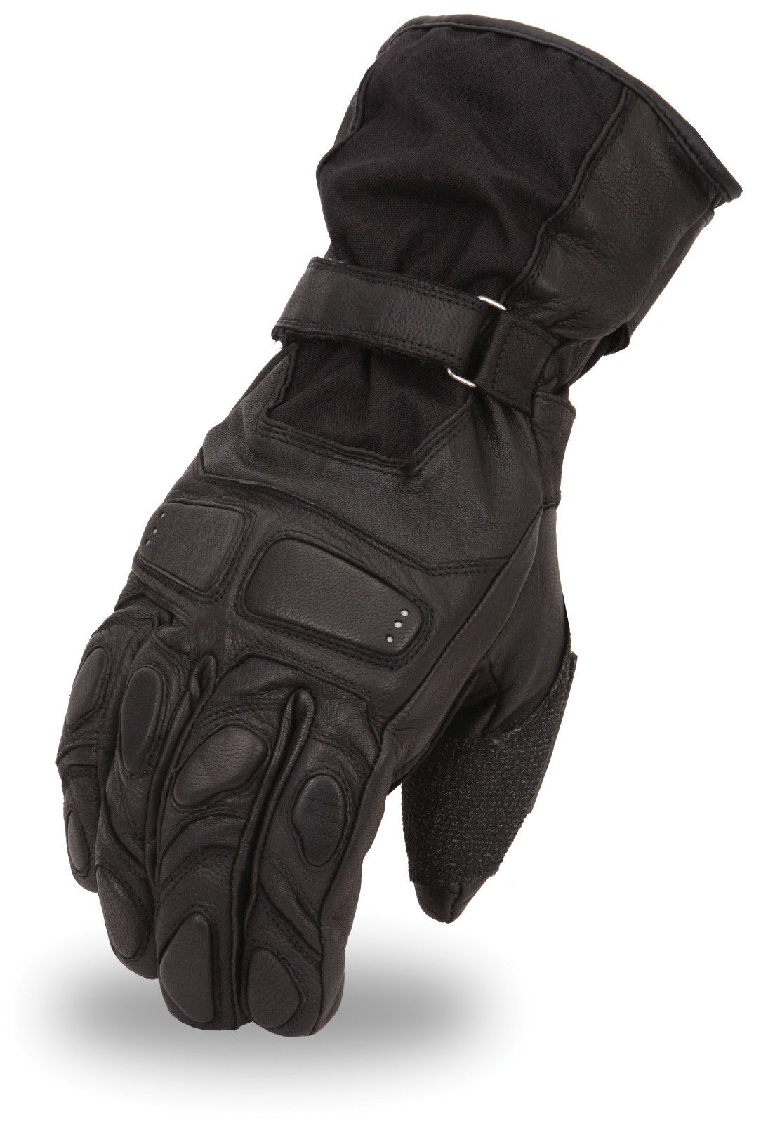 Mens Textile/Leather Waterproof Motorcycle Gauntlet Gloves