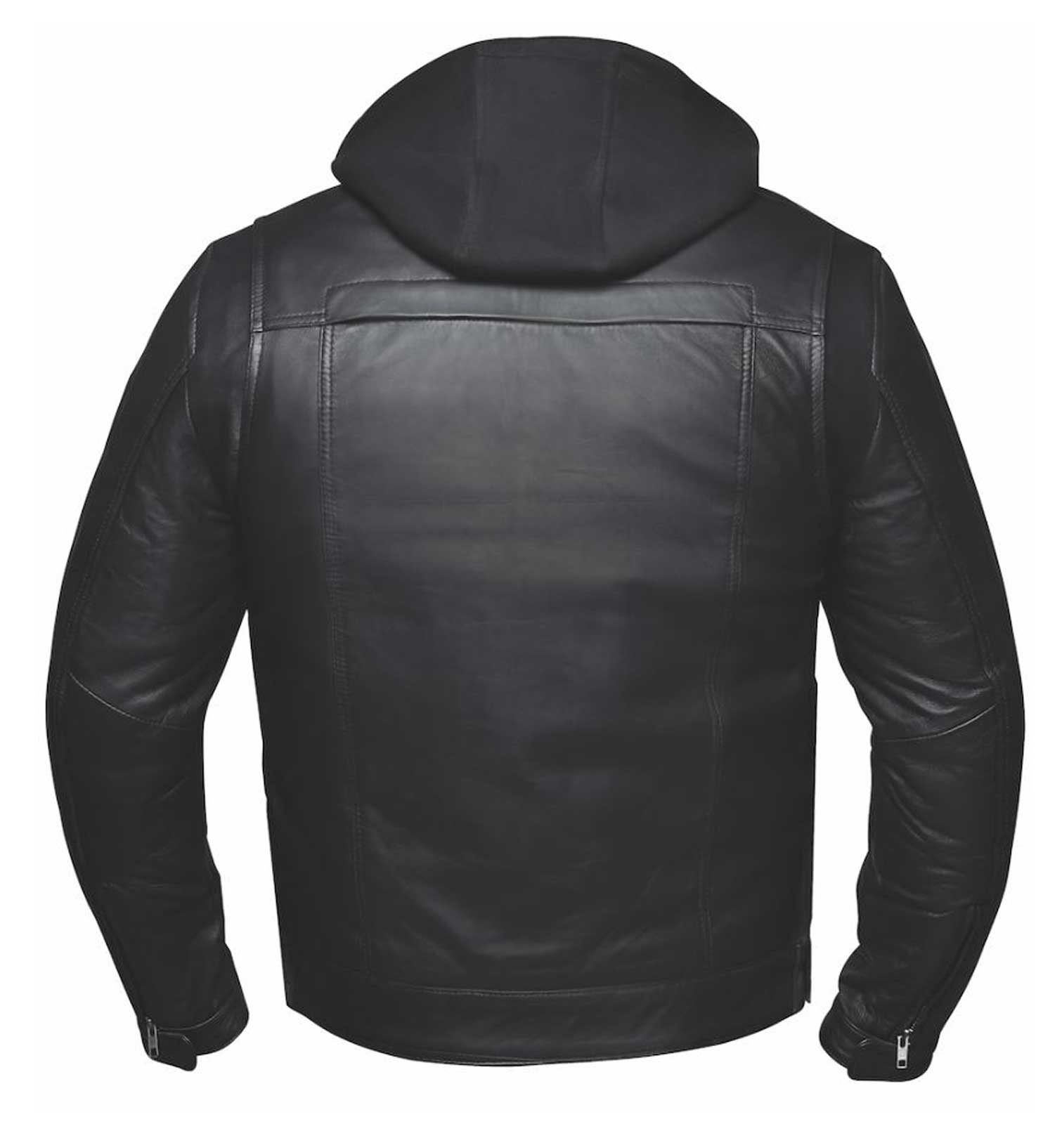 Derringer Men's Hooded Vented Lambskin Leather Motorcycle Jacket