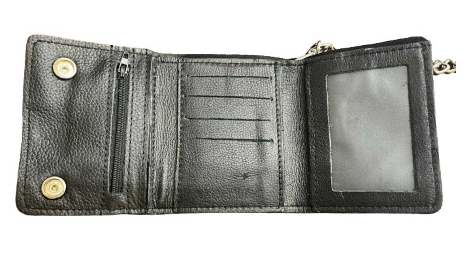 Harley-Davidson Free Shipping - Derringer Men's Biker Chain Leather Tri-Fold Wallet - Classic Black - Free Shipping on many products plus Orders Over $99