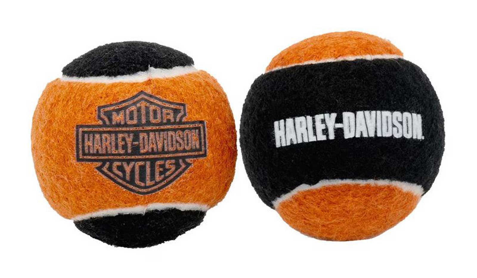 Harley-Davidson Bar & Shield Tennis Ball Dog Toy Set w/ Squeakers - Black/Orange - Wisconsin Harley-Davidson