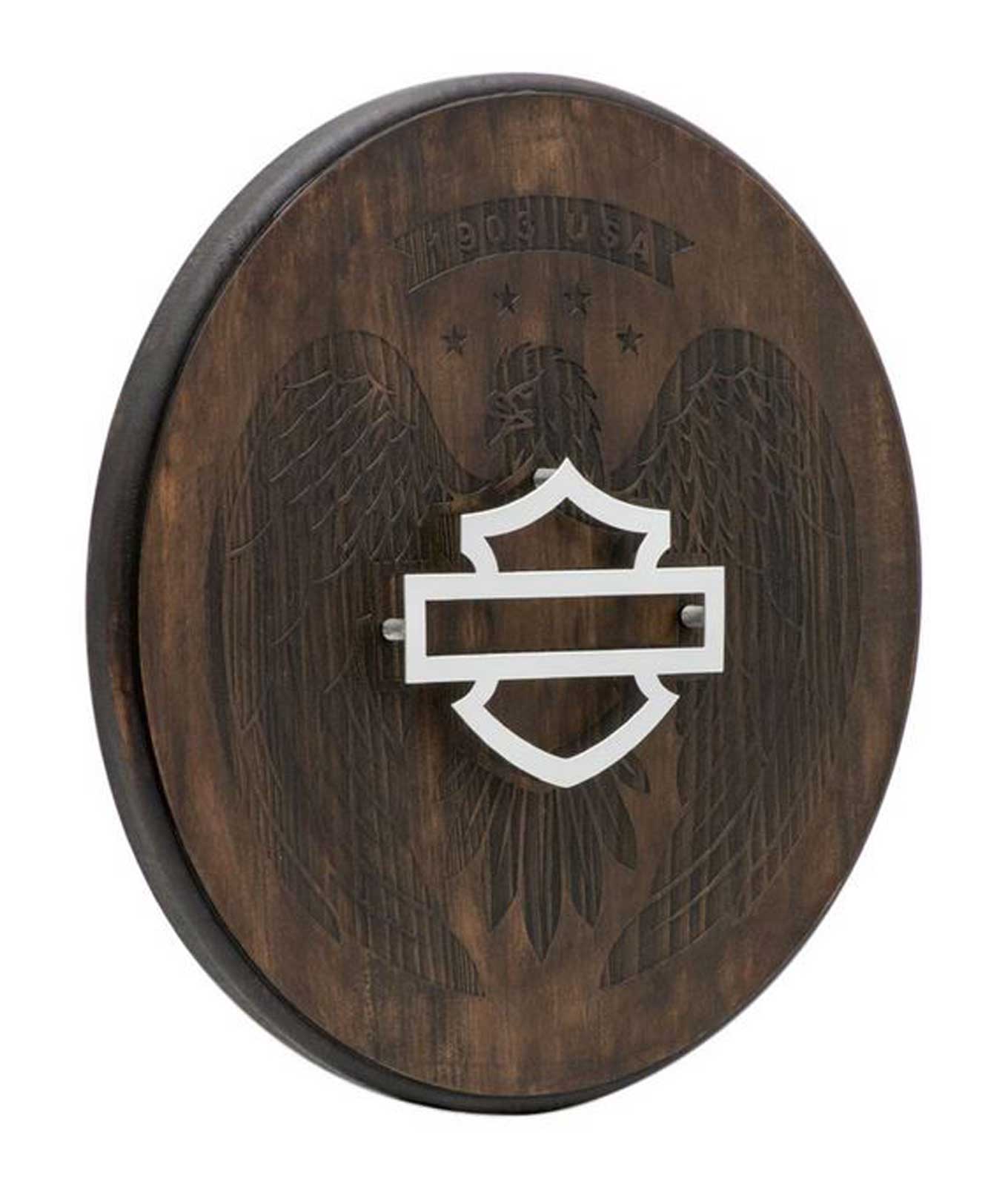 Harley-Davidson Free Shipping - Harley-Davidson Open Bar & Shield Eagle Pub Sign, Round Wooden Sign, Brown - Free Shipping on many products plus Orders Over $99