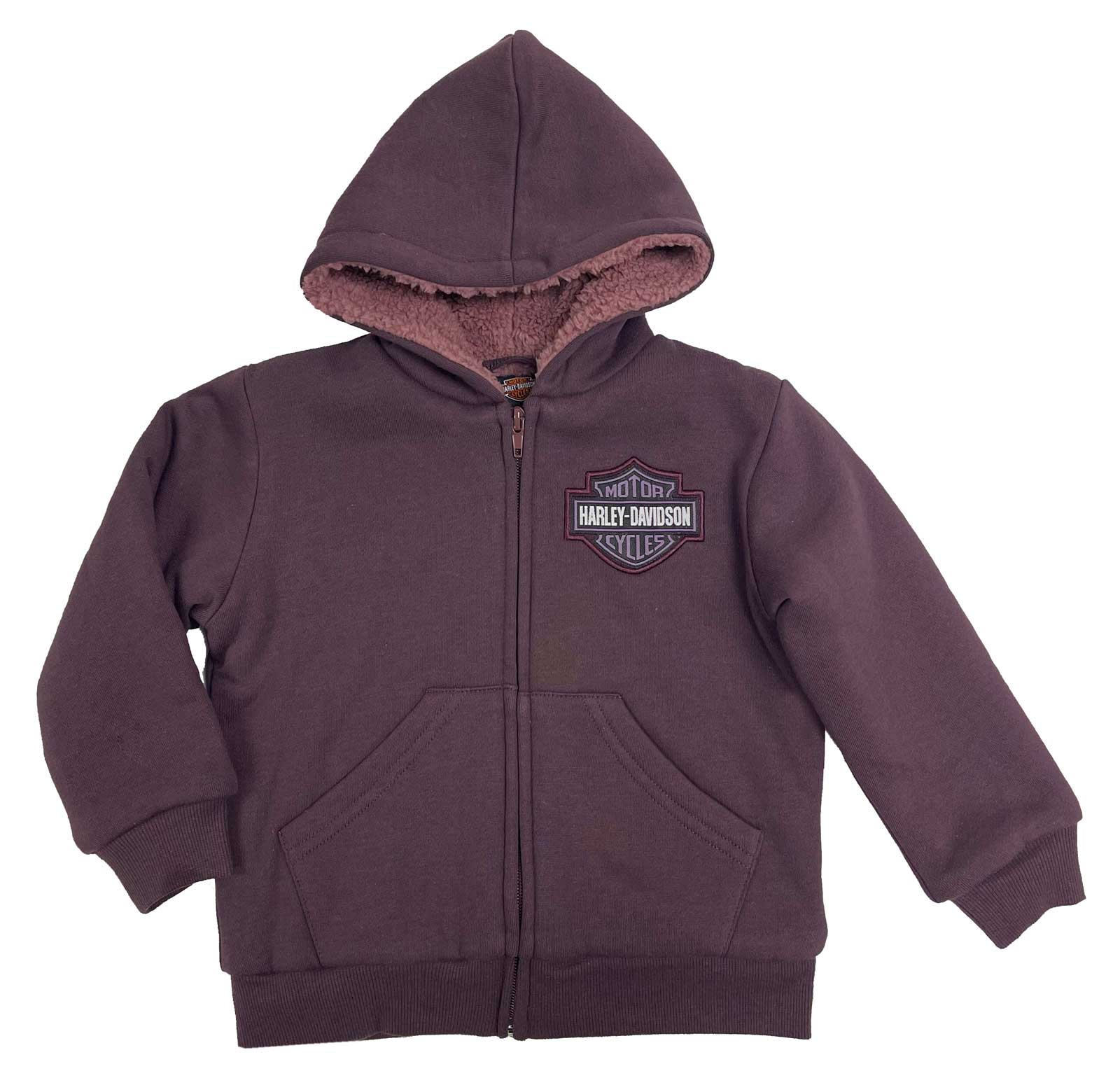 Harley-Davidson Little Girls' Bar & Shield Sherpa Lined Fleece Jacket - Purple - Wisconsin Harley-Davidson