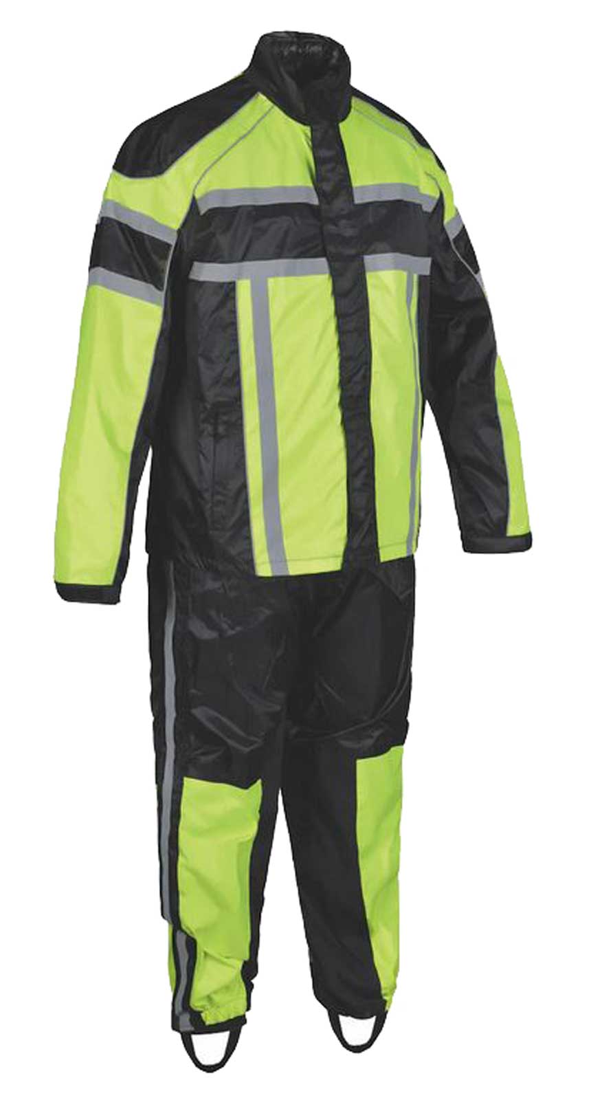 UNIK Men's Green Hi Vis Textile Motorcycle Rainsuit Water
